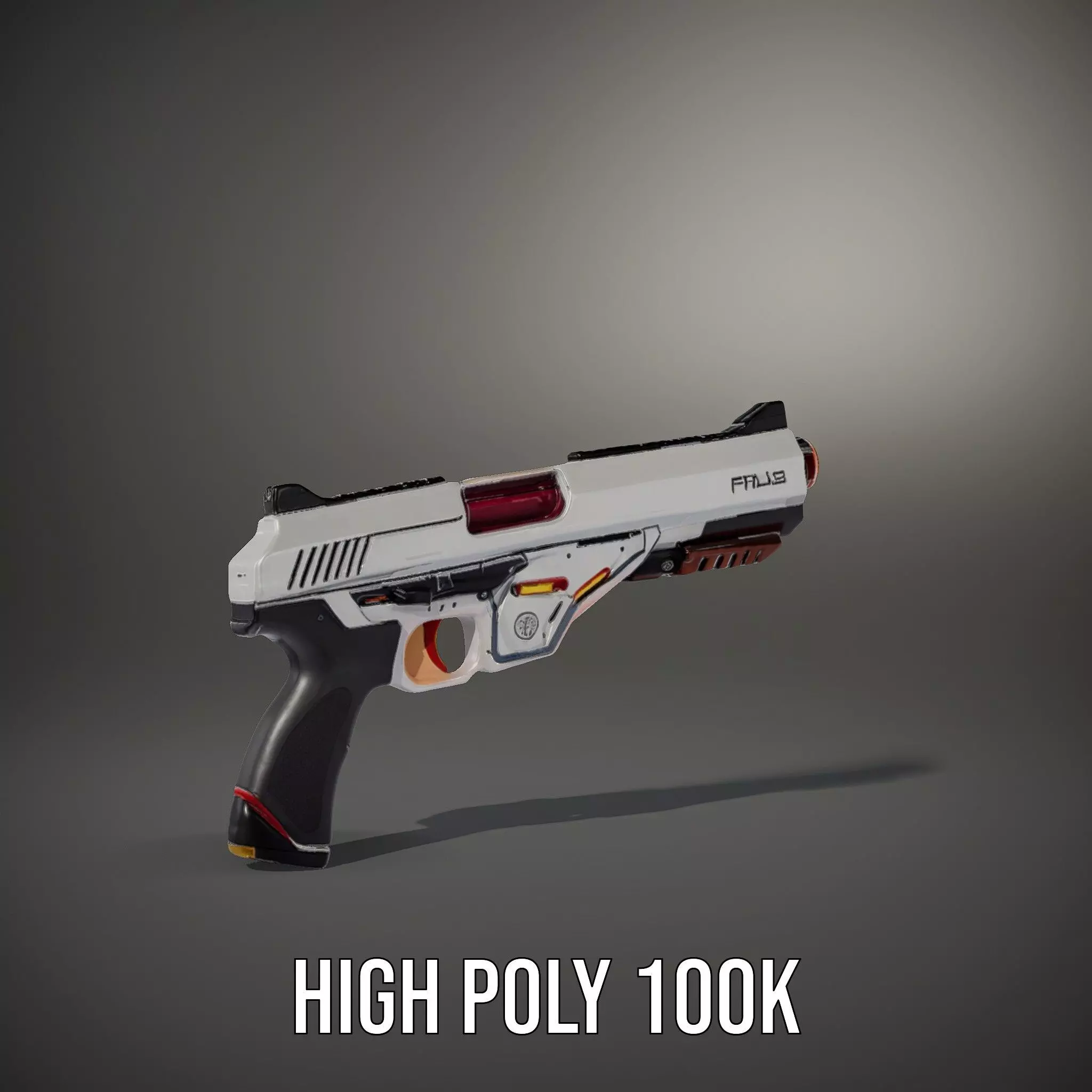 Chrome Energy Pistol model pack Low-poly 3D model_13