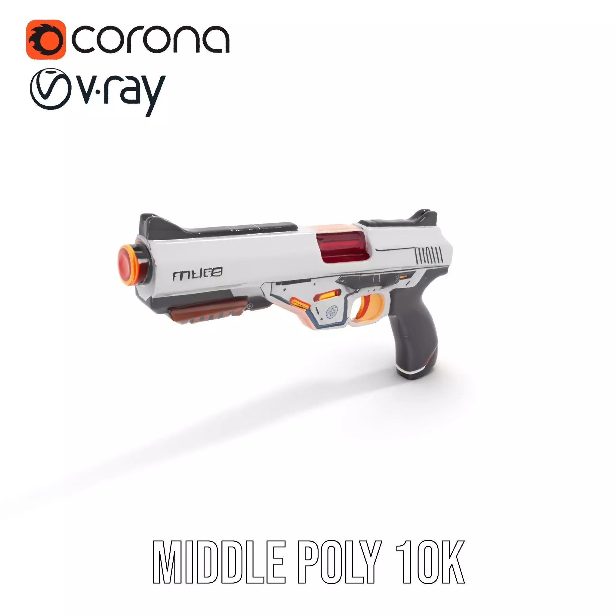 Chrome Energy Pistol model pack Low-poly 3D model_6