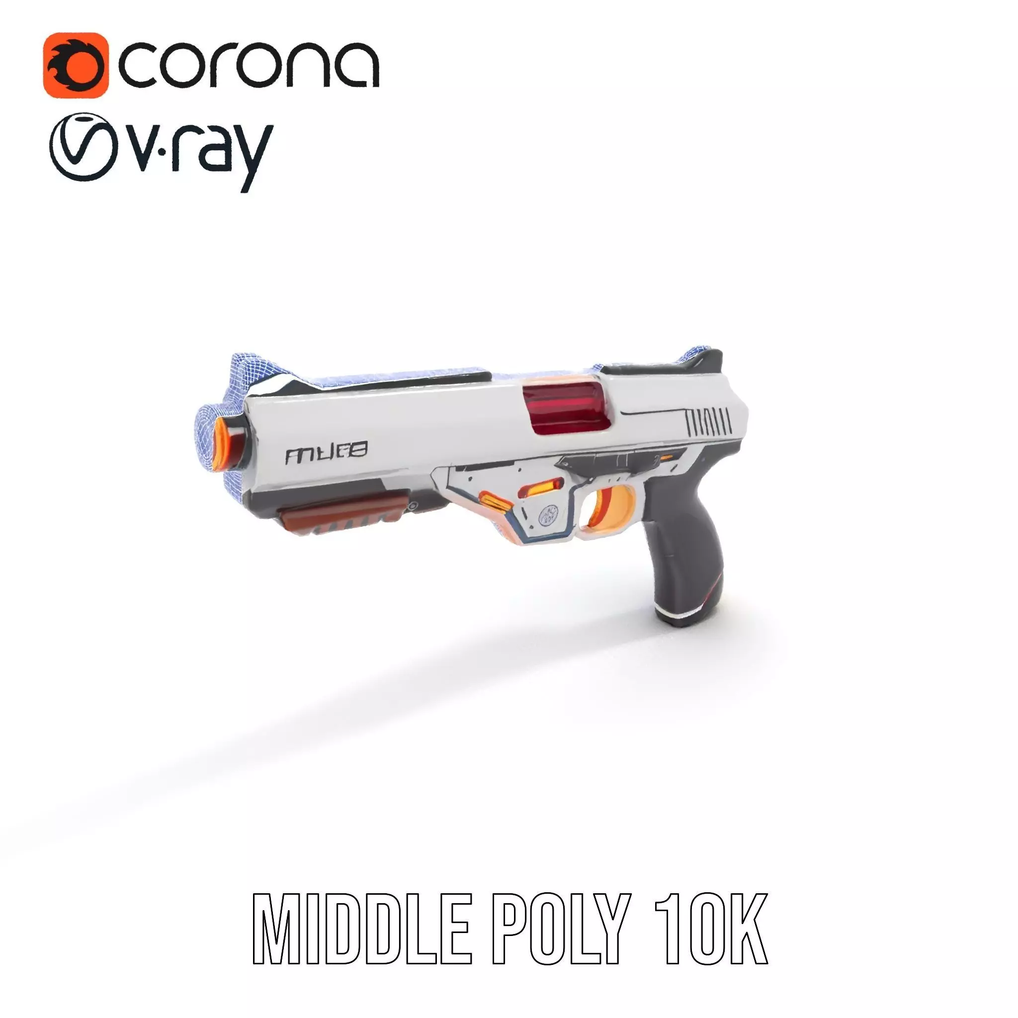 Chrome Energy Pistol model pack Low-poly 3D model_22