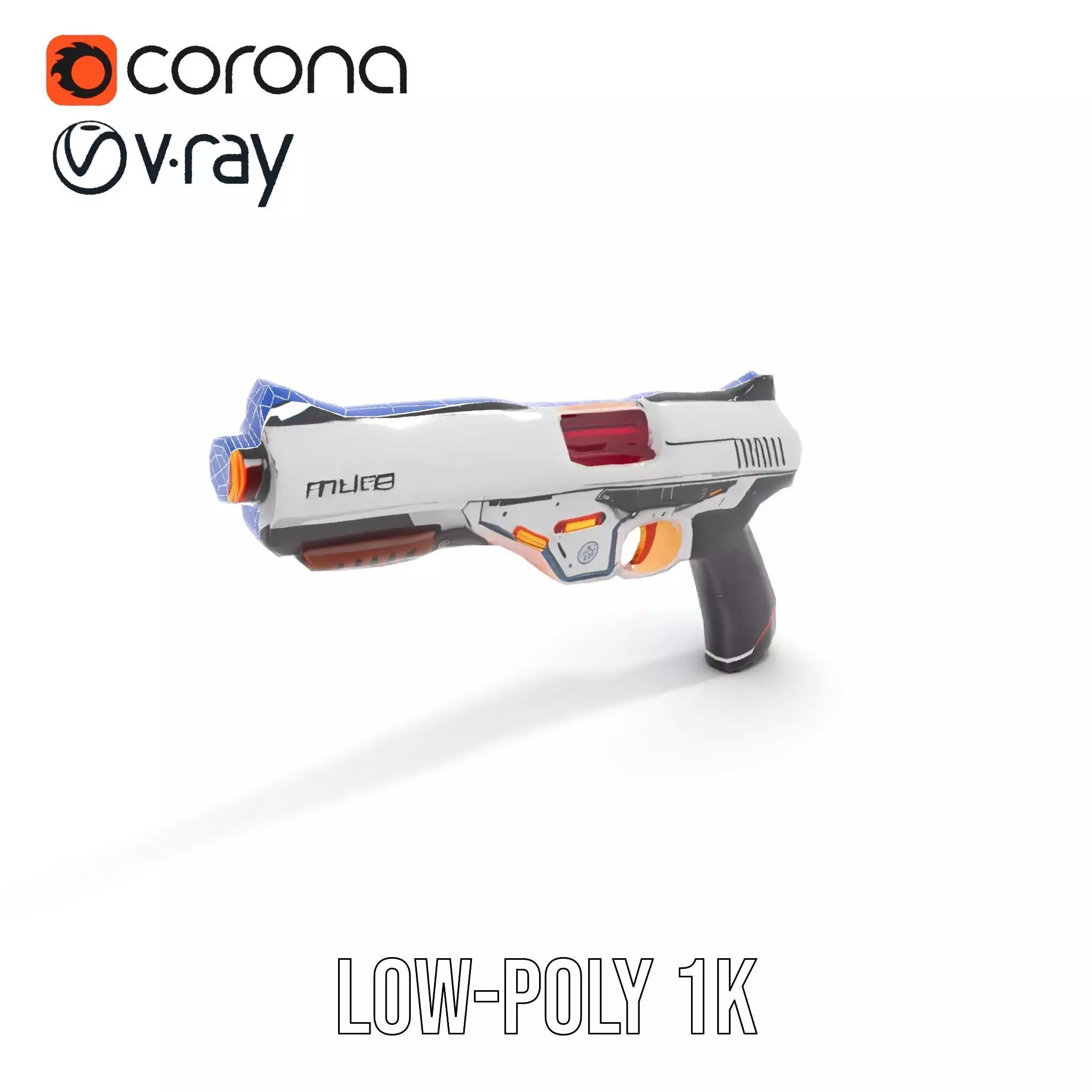 Chrome Energy Pistol model pack Low-poly 3D model_15