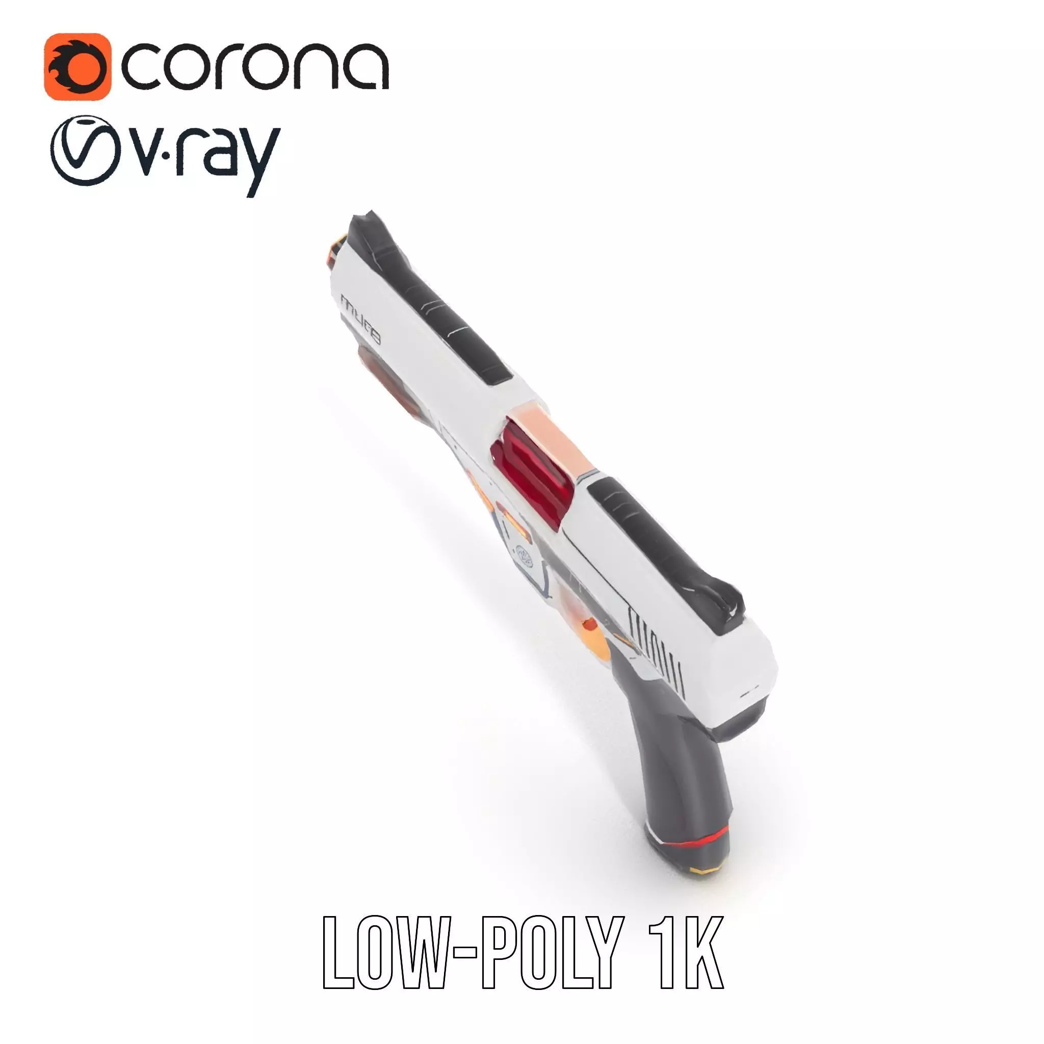 Chrome Energy Pistol model pack Low-poly 3D model_17