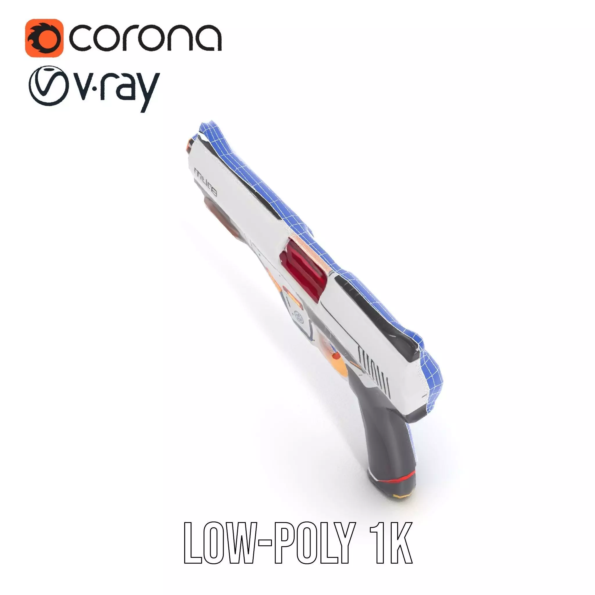 Chrome Energy Pistol model pack Low-poly 3D model_23