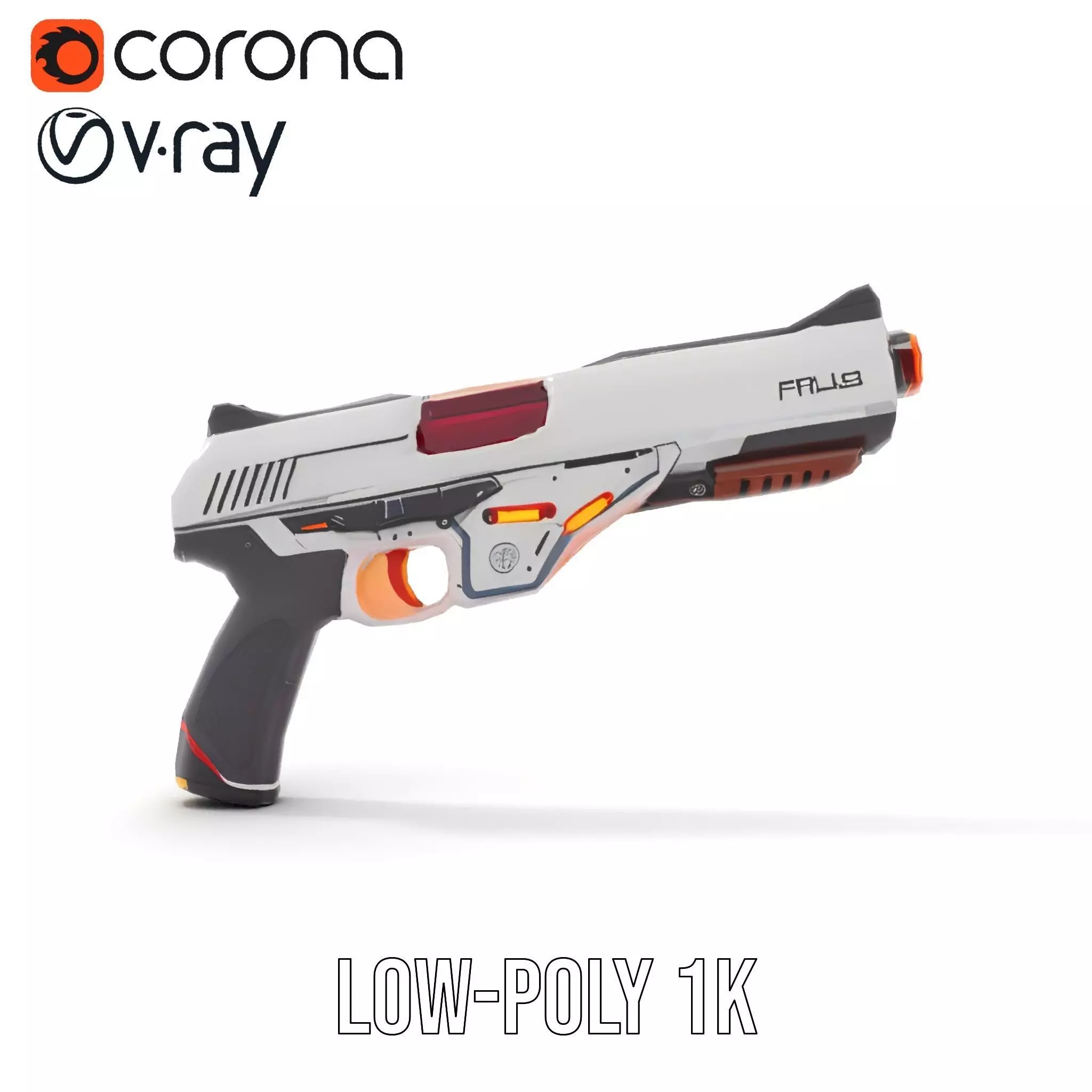 Chrome Energy Pistol model pack Low-poly 3D model_12