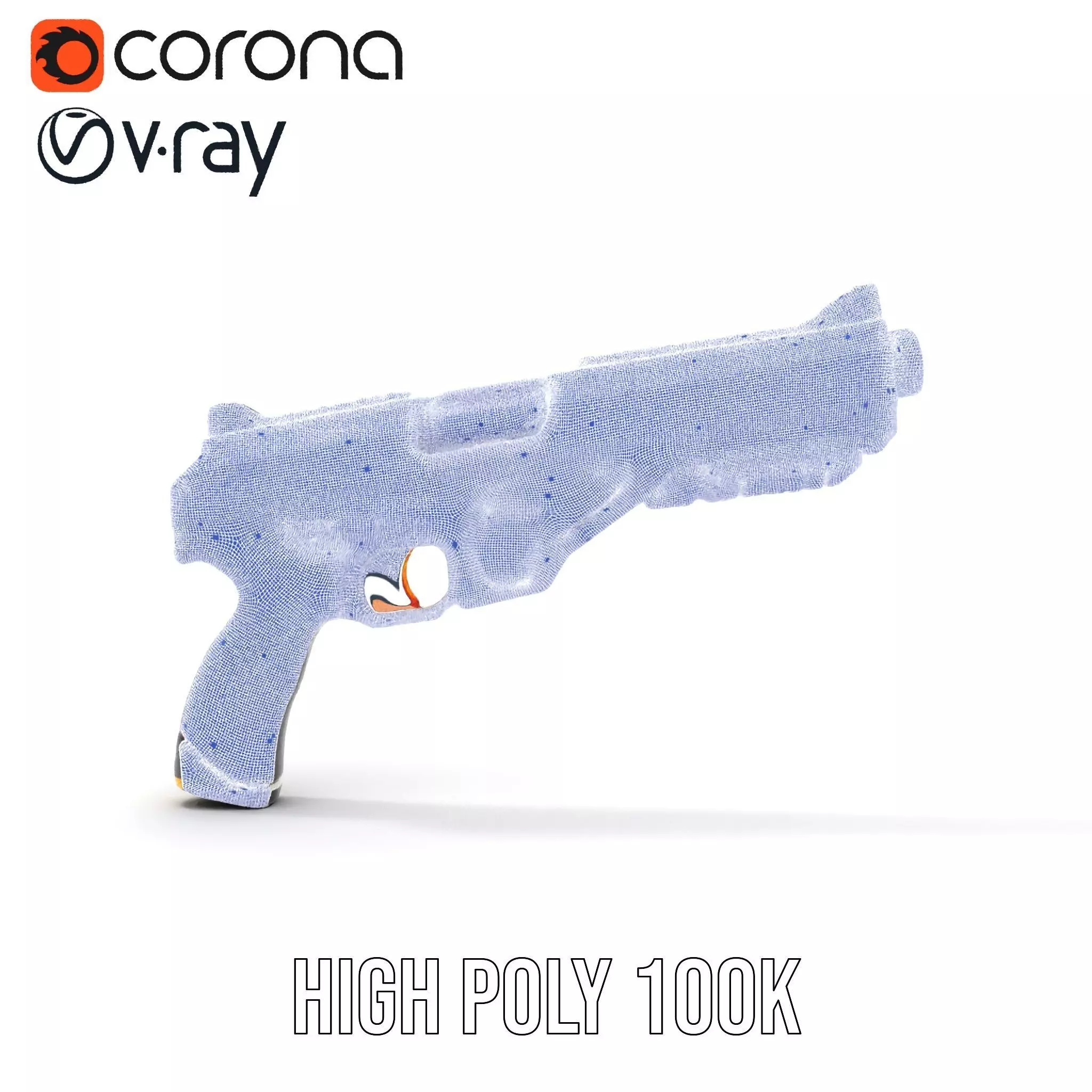 Chrome Energy Pistol model pack Low-poly 3D model_32