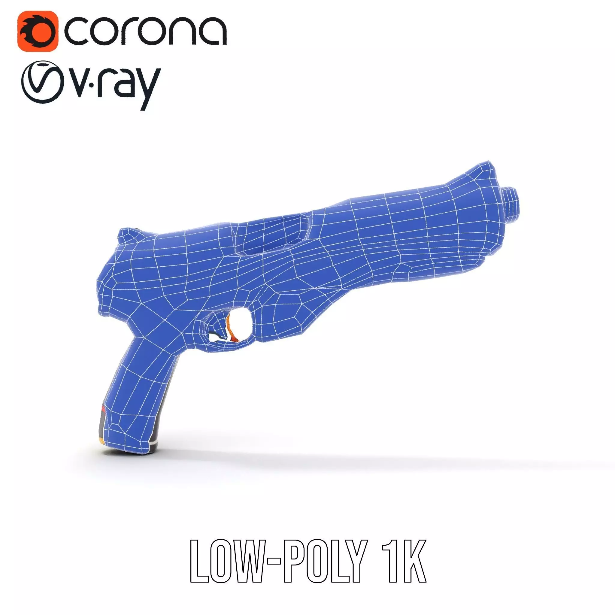 Chrome Energy Pistol model pack Low-poly 3D model_31