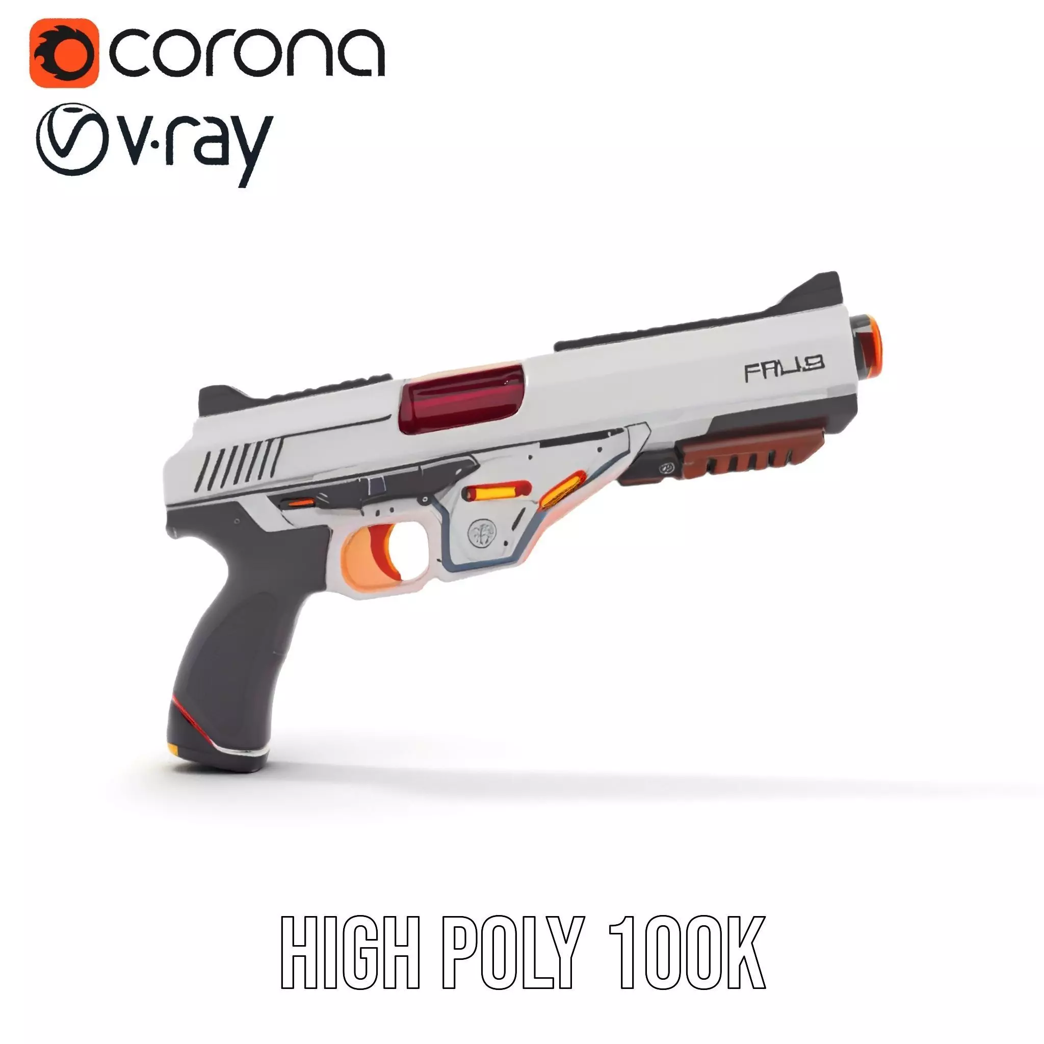 Chrome Energy Pistol model pack Low-poly 3D model_24