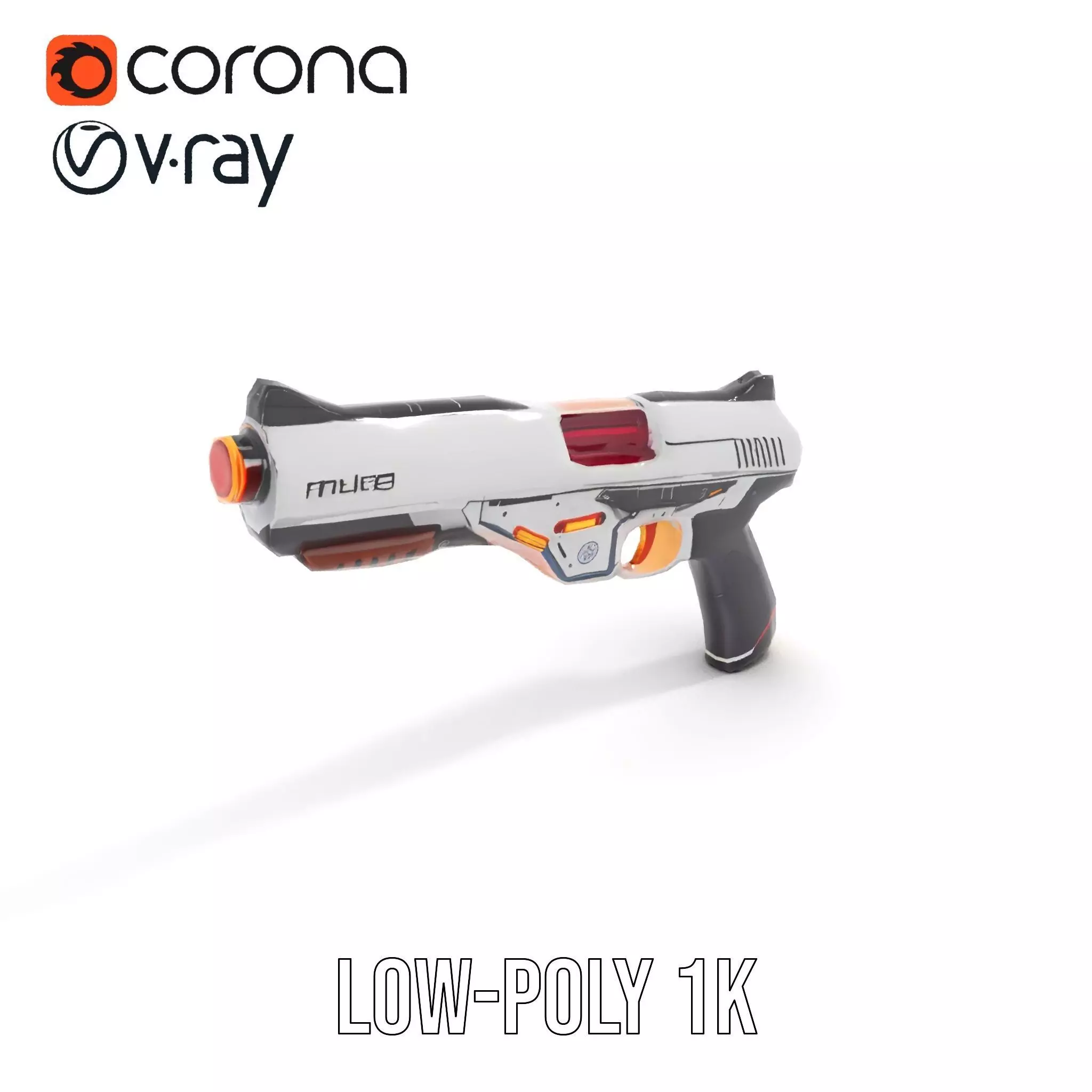 Chrome Energy Pistol model pack Low-poly 3D model_20