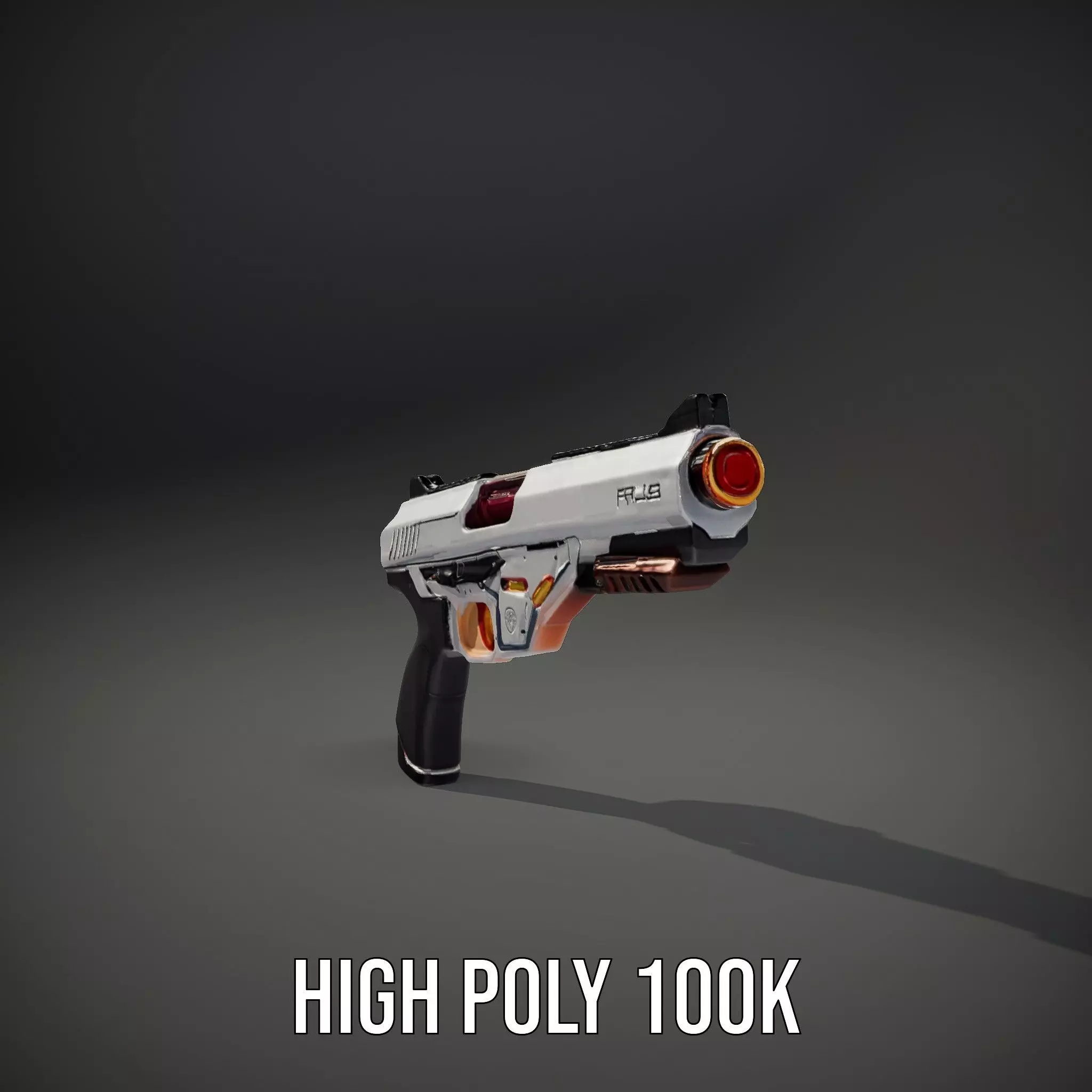 Chrome Energy Pistol model pack Low-poly 3D model_10