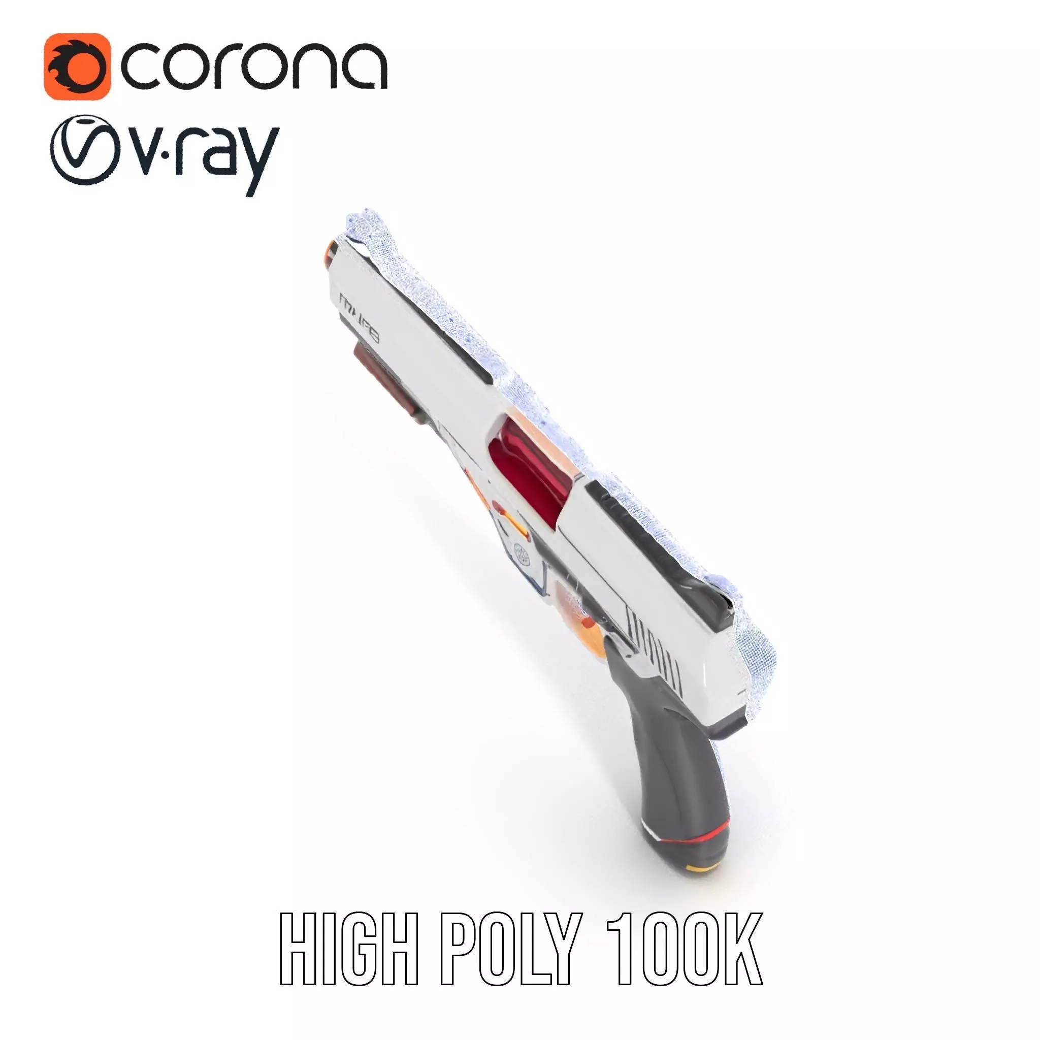 Chrome Energy Pistol model pack Low-poly 3D model_33