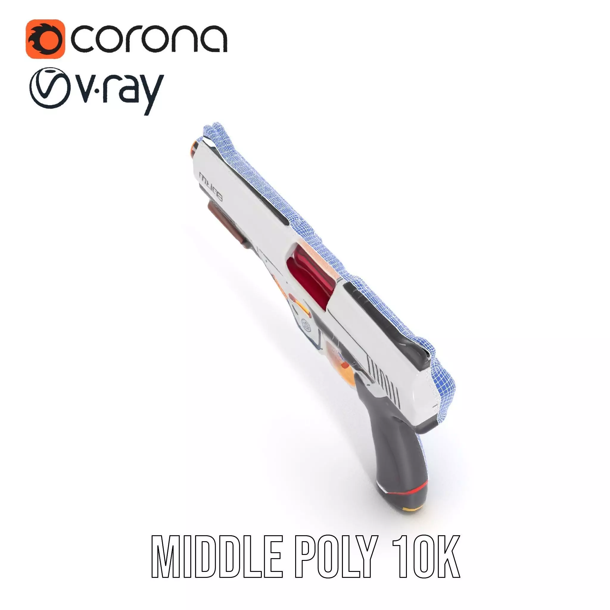 Chrome Energy Pistol model pack Low-poly 3D model_25