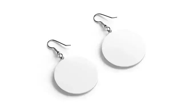 White Round Earring Pair - circle plastic ear jewel  Low-poly 3D model