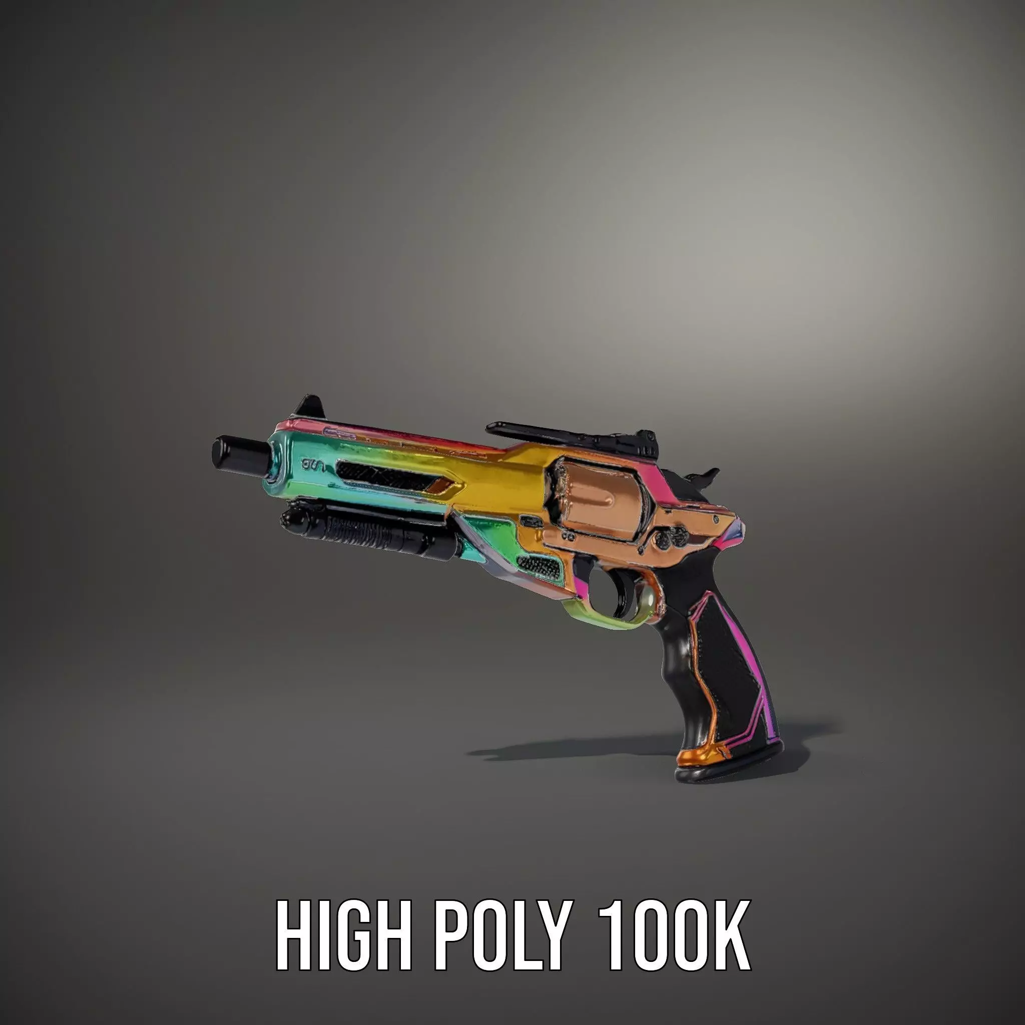Iridescent Revolver model pack Low-poly 3D model_4