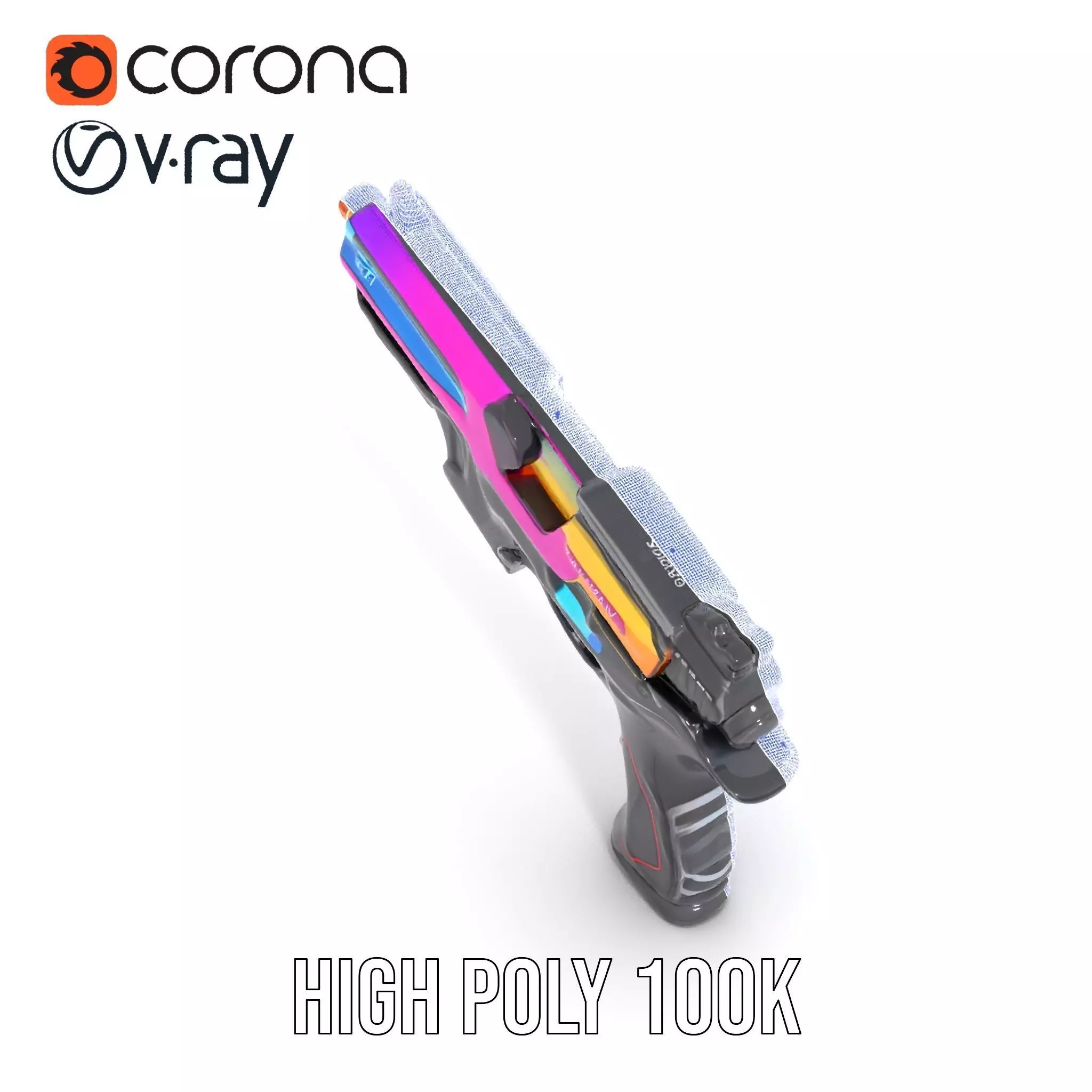 Vivid Neon Blaster model pack Low-poly 3D model_35