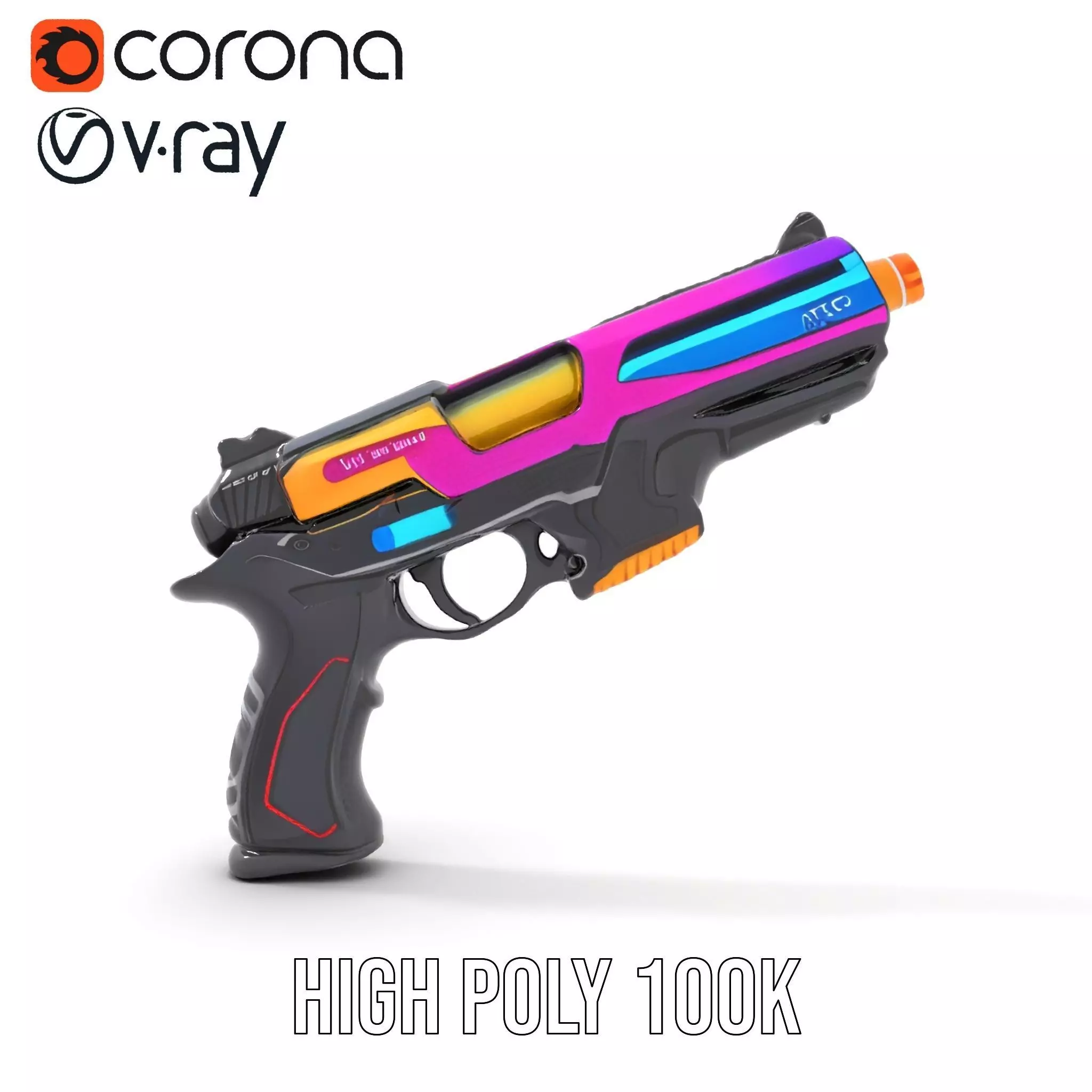 Vivid Neon Blaster model pack Low-poly 3D model_18