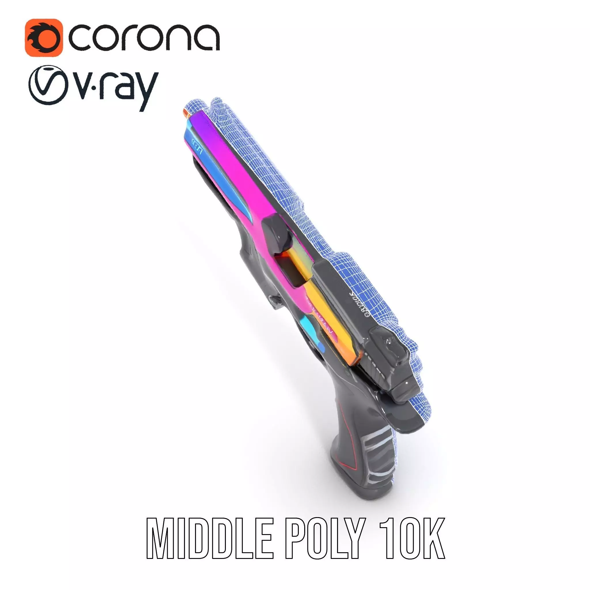 Vivid Neon Blaster model pack Low-poly 3D model_24