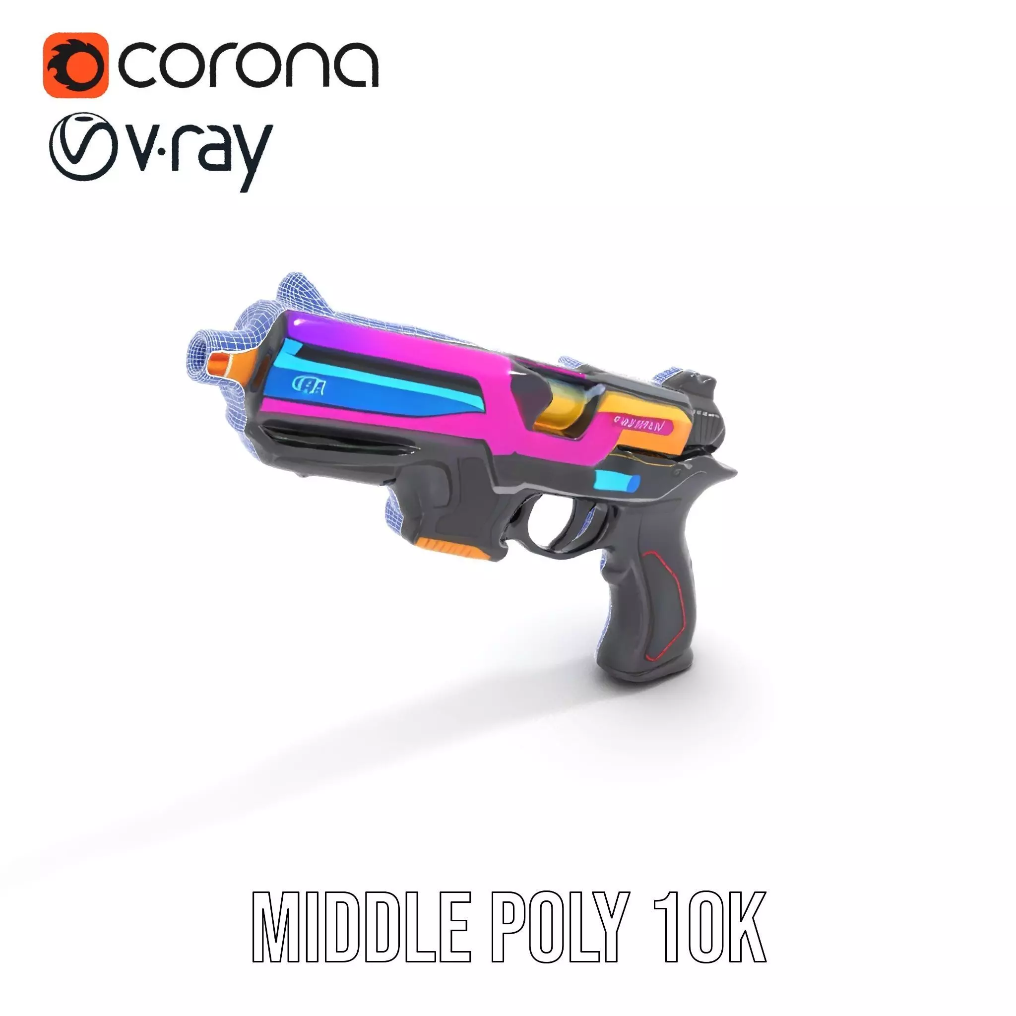 Vivid Neon Blaster model pack Low-poly 3D model_16