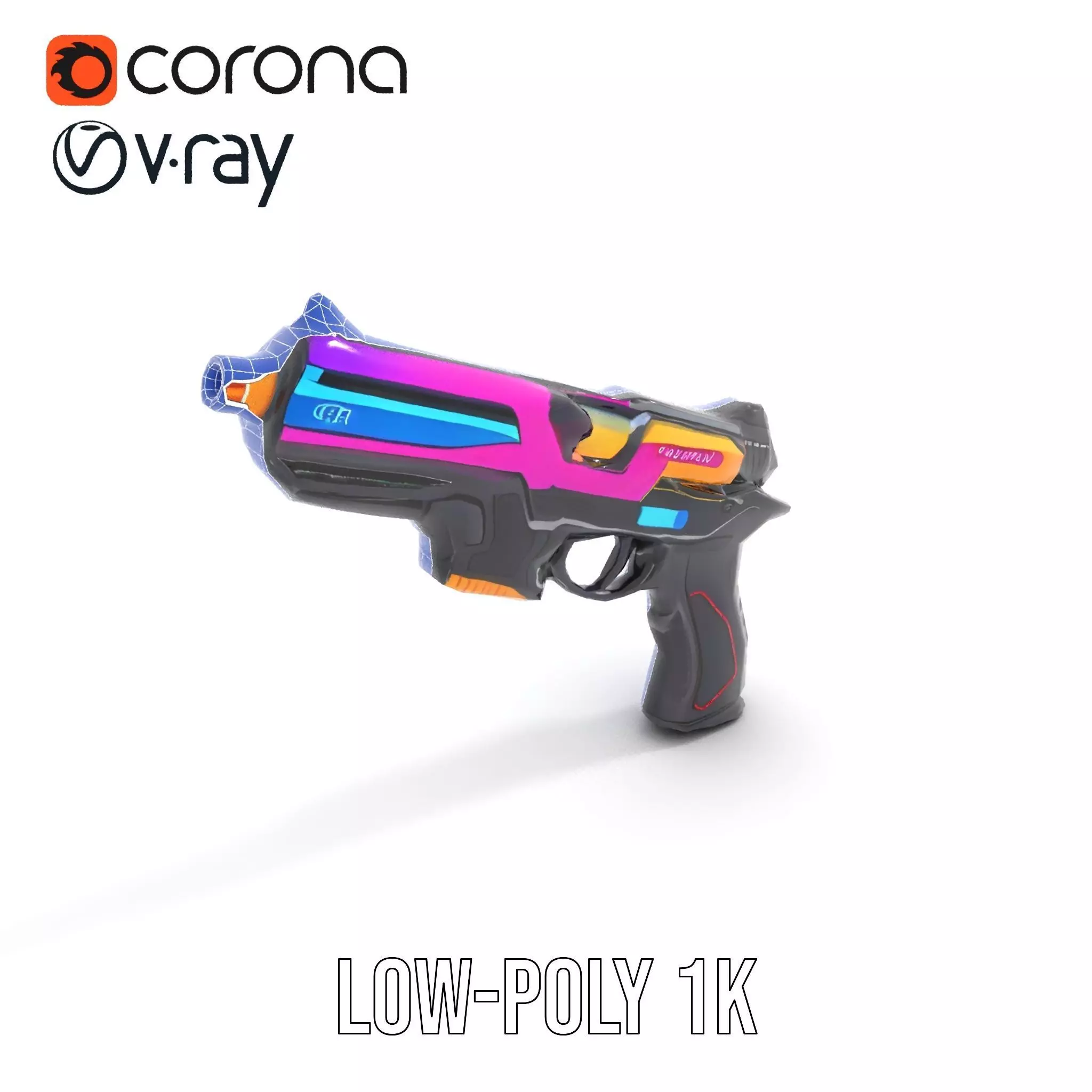 Vivid Neon Blaster model pack Low-poly 3D model_17