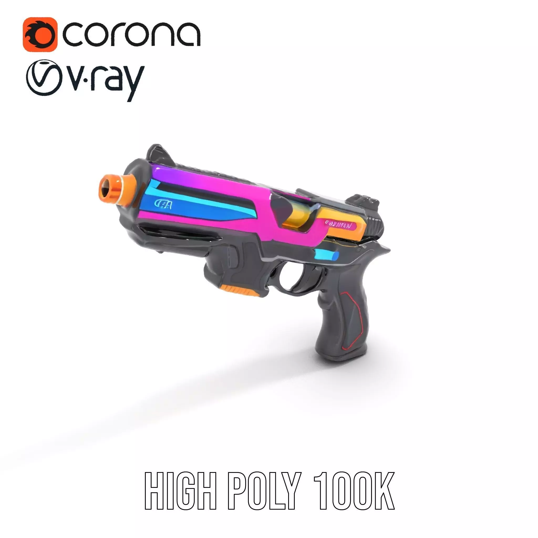 Vivid Neon Blaster model pack Low-poly 3D model_21