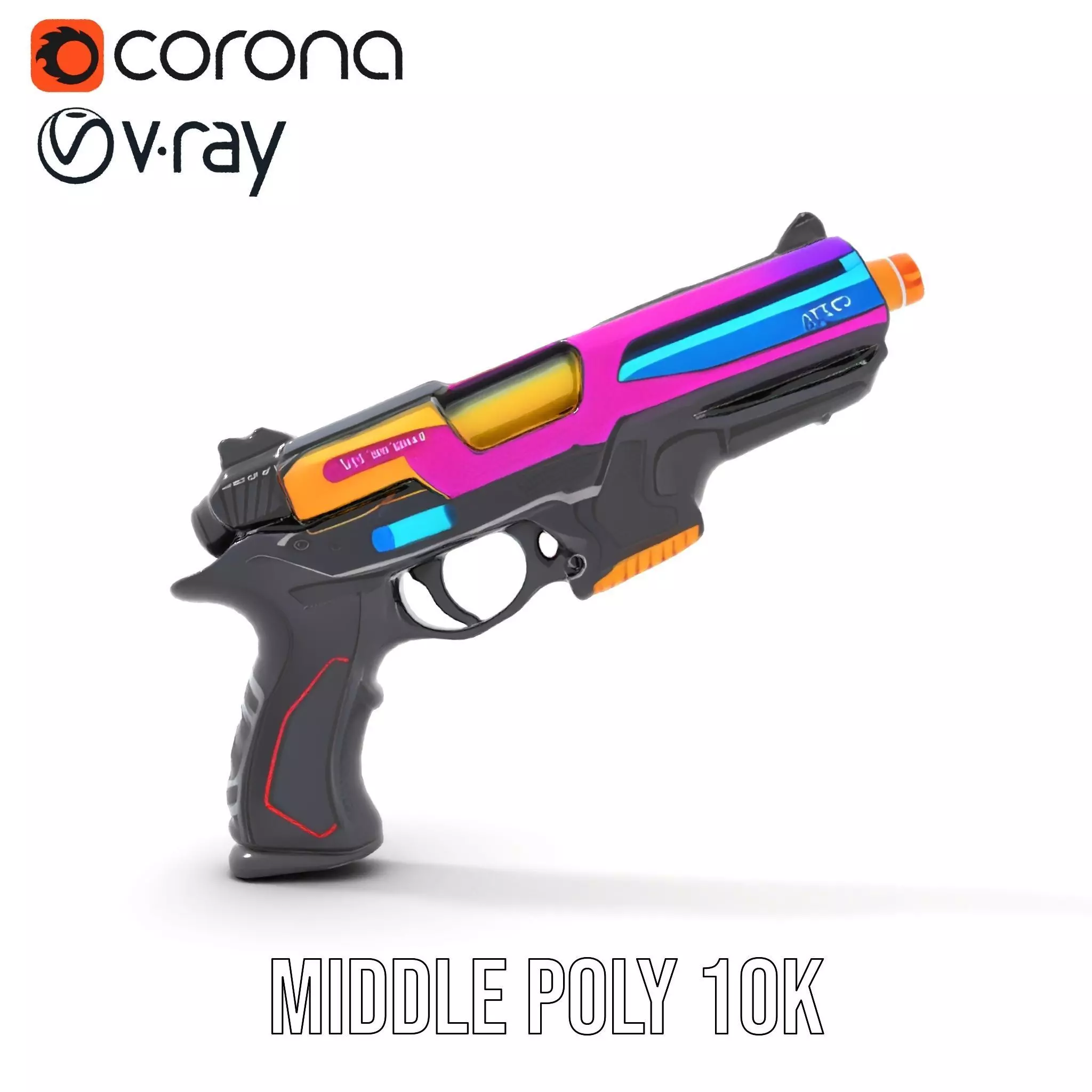 Vivid Neon Blaster model pack Low-poly 3D model_12