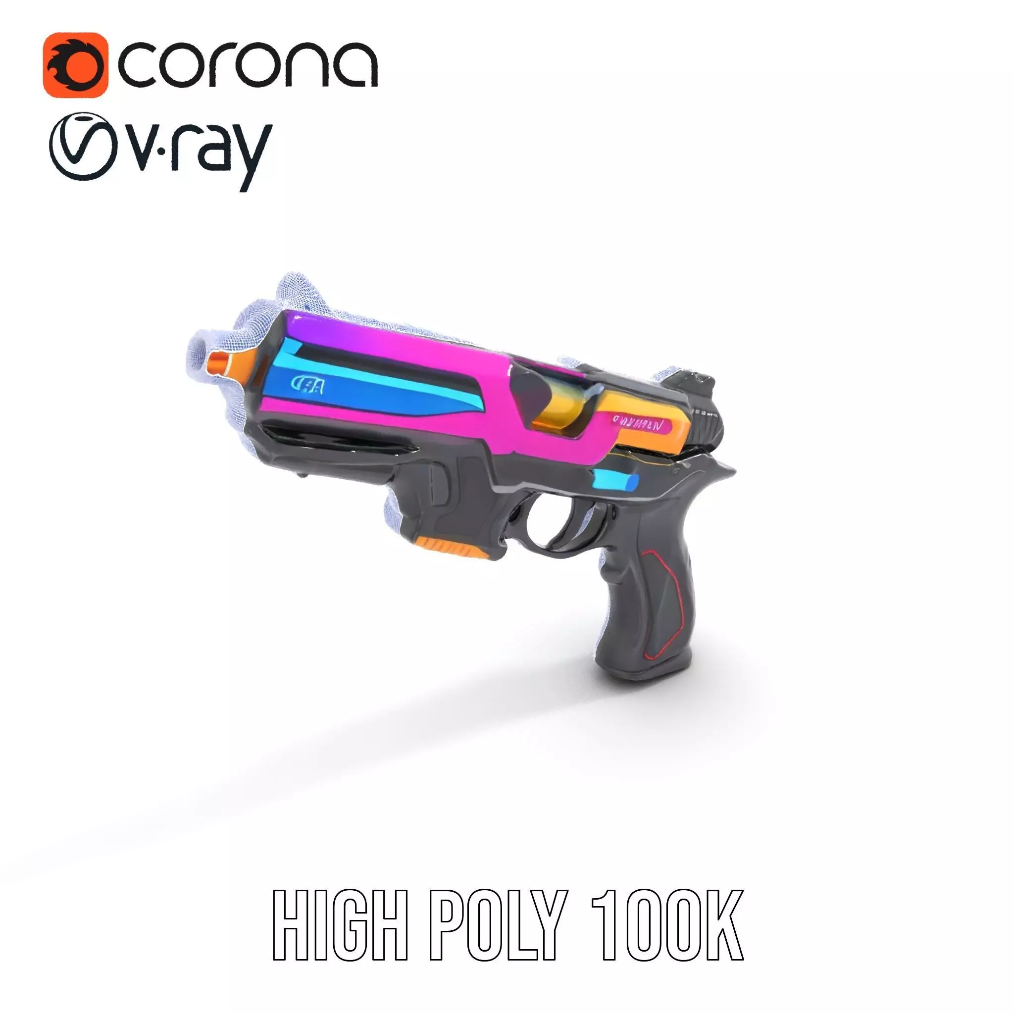 Vivid Neon Blaster model pack Low-poly 3D model_33