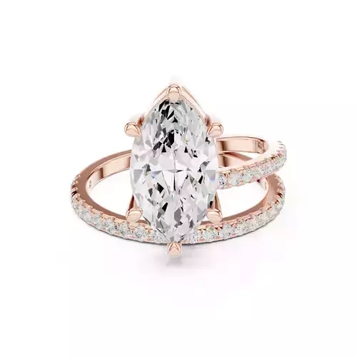 Marquise Cut Split Shank Engagement Wedding Ring 3DM STL Video