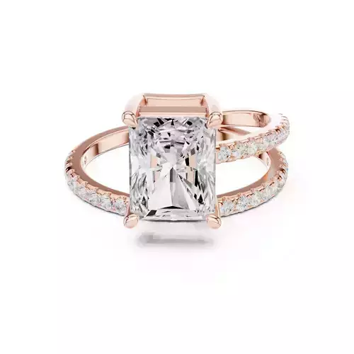 3CT Radiant Cut Split Shank Engagement  Ring 3DM STL Video