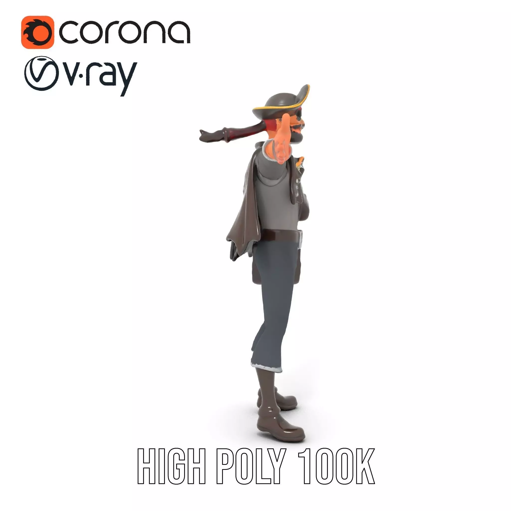 Charming Pirate model pack Low-poly 3D model_21