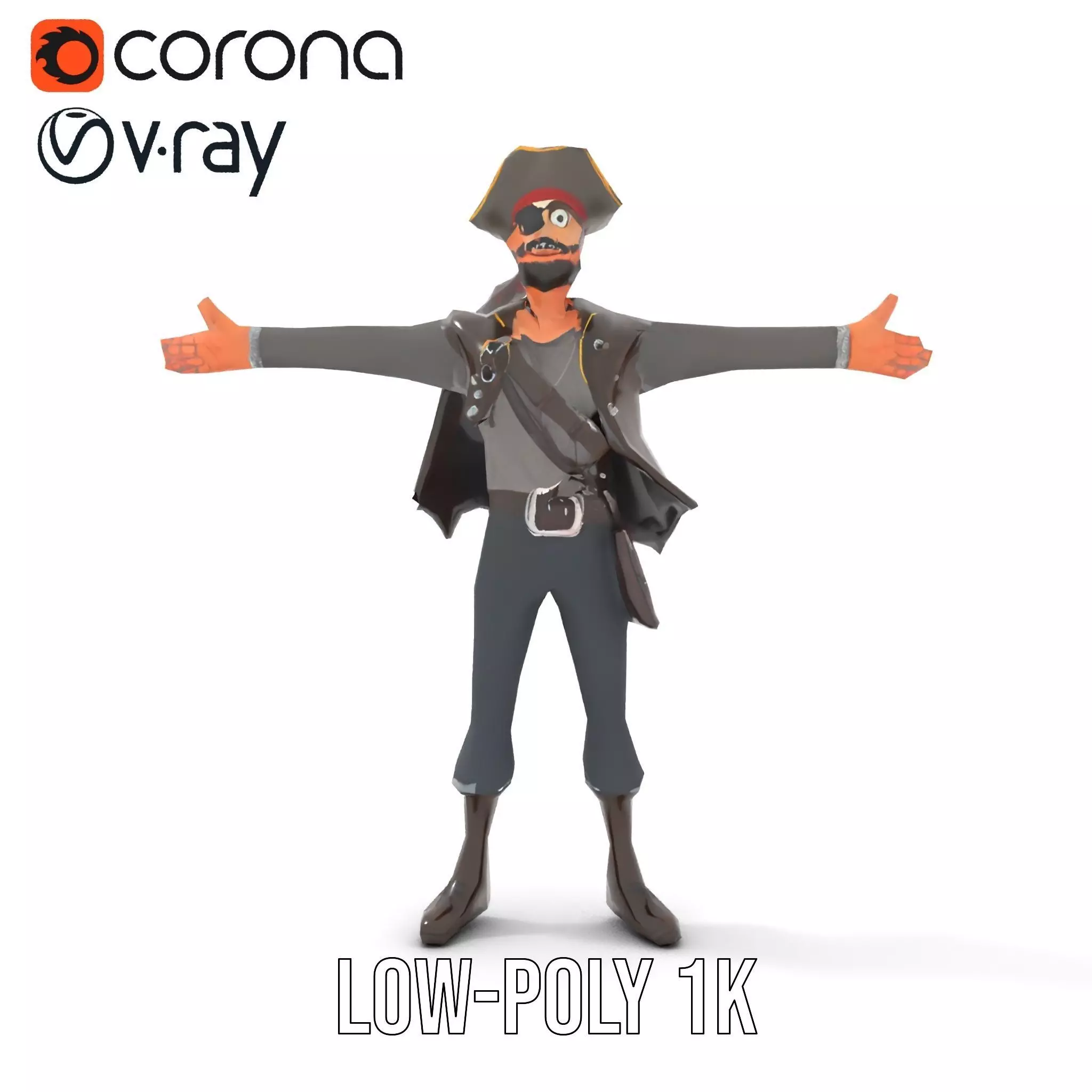 Charming Pirate model pack Low-poly 3D model_9
