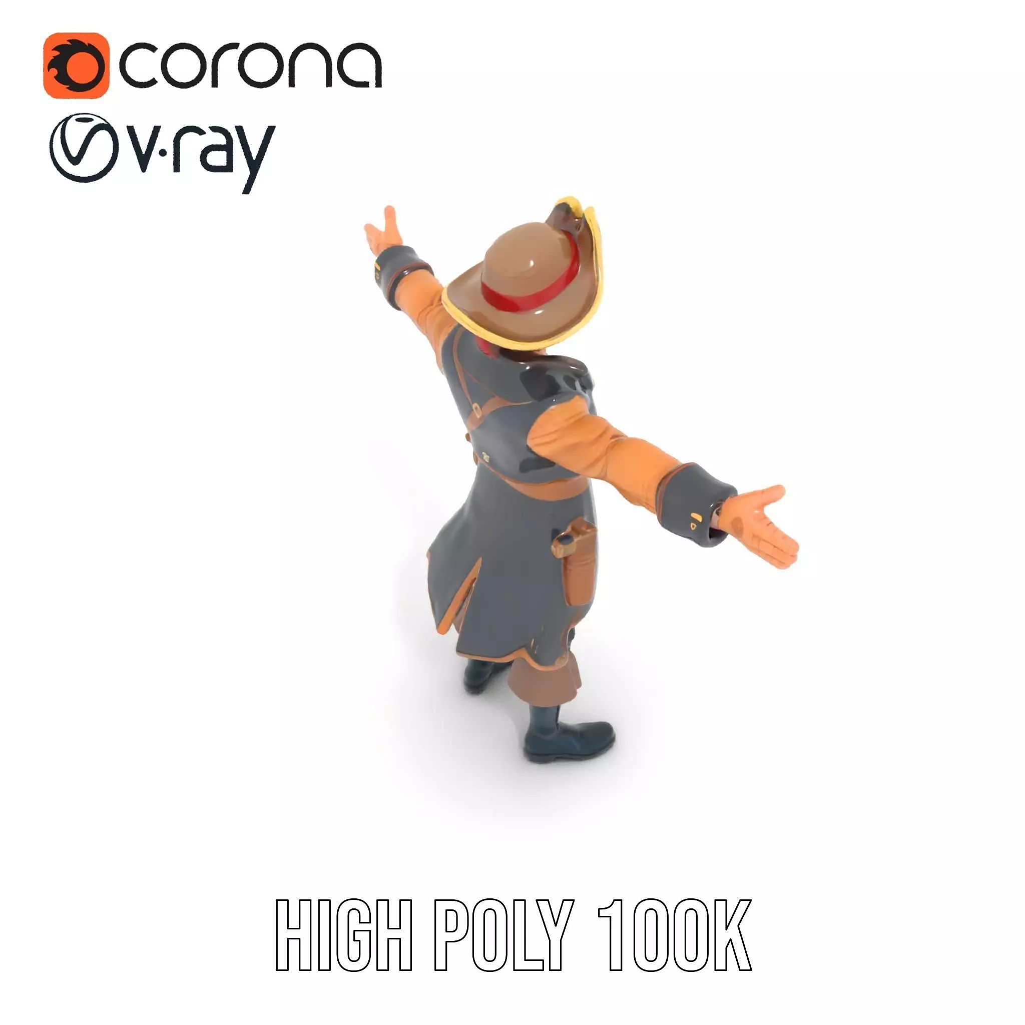 Detailed Pirate Captain model pack Low-poly 3D model_18