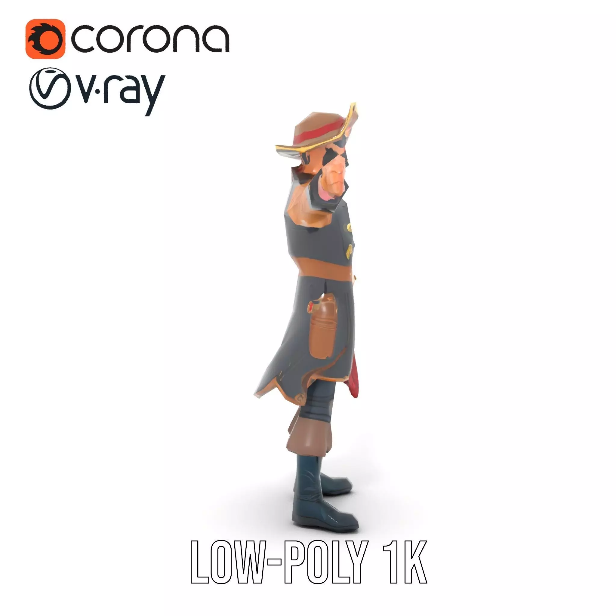 Detailed Pirate Captain model pack Low-poly 3D model_8