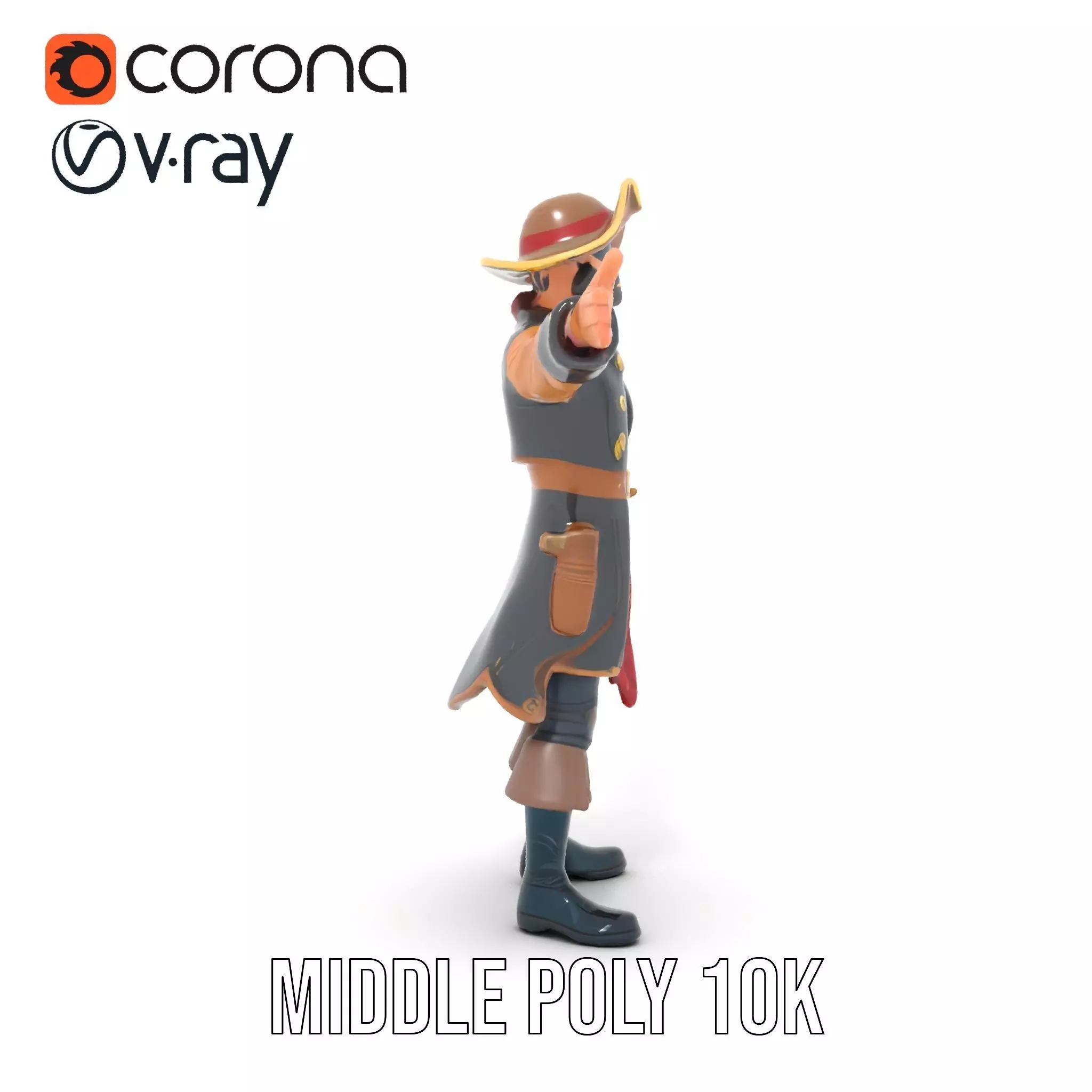 Detailed Pirate Captain model pack Low-poly 3D model_10