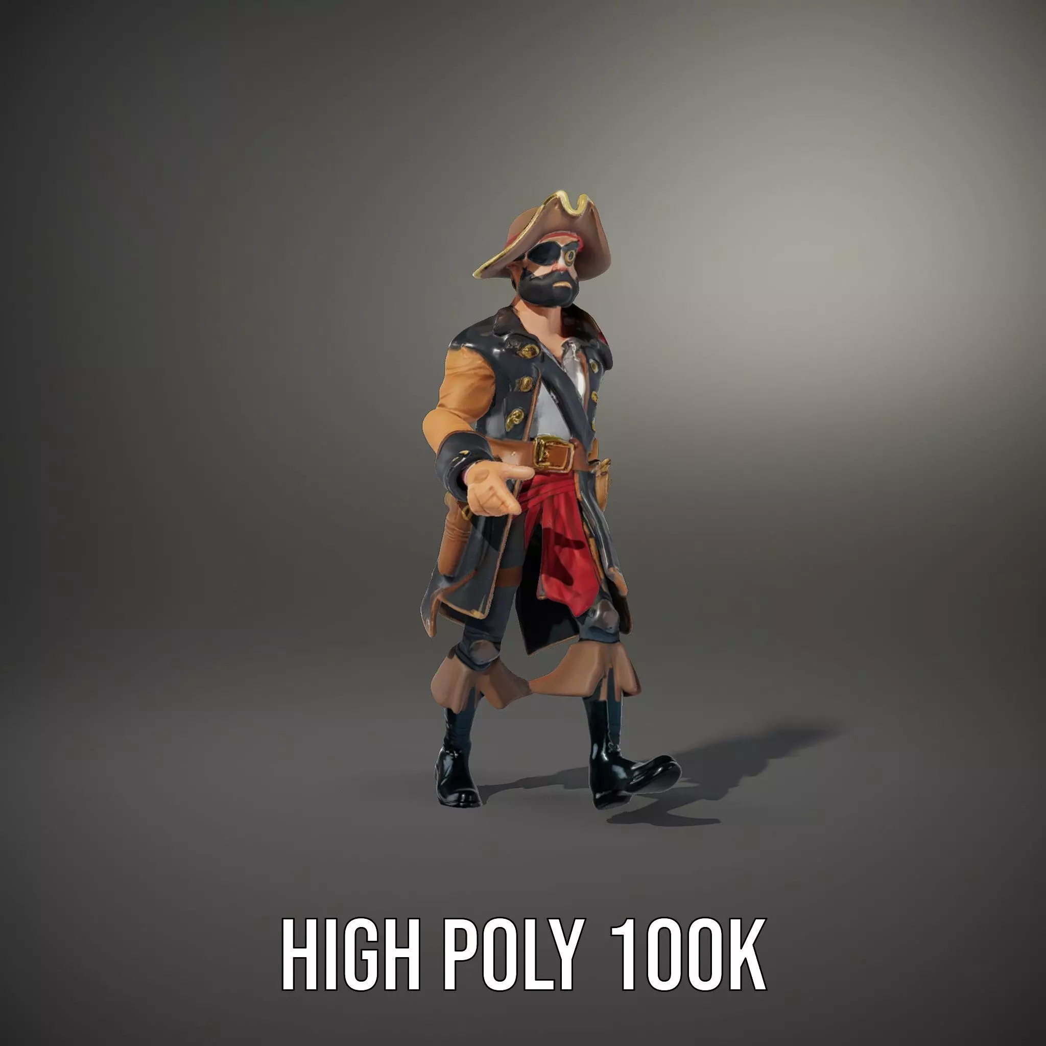 Detailed Pirate Captain model pack Low-poly 3D model_32