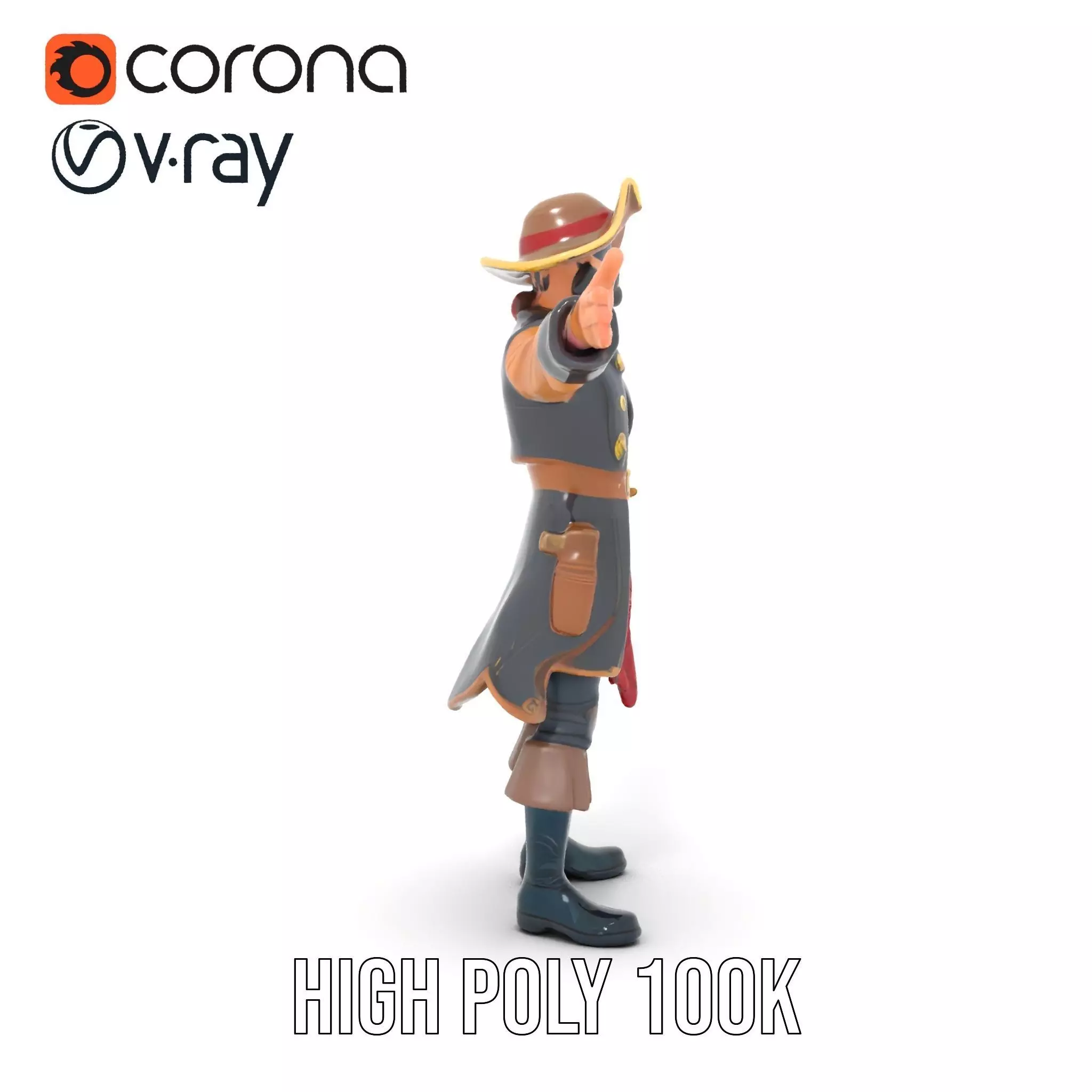 Detailed Pirate Captain model pack Low-poly 3D model_21