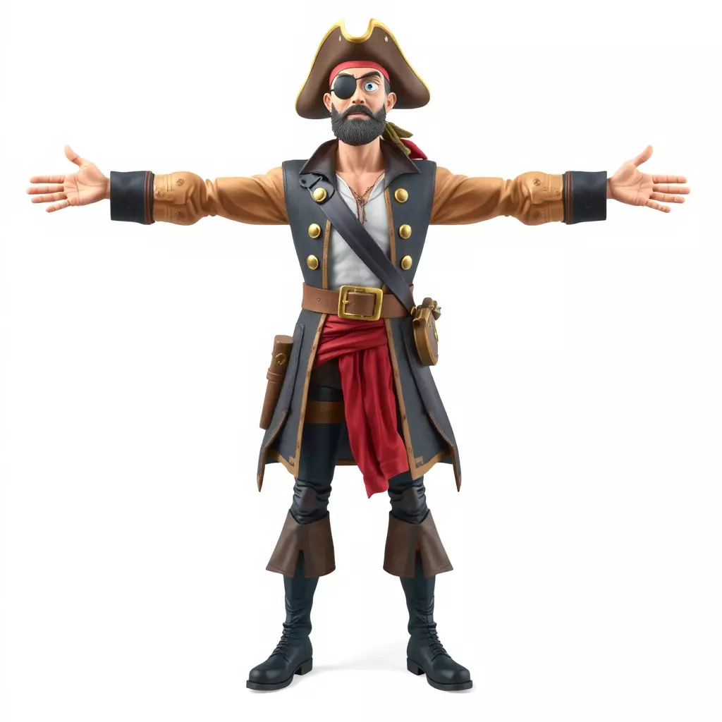 Detailed Pirate Captain model pack Low-poly 3D model_3