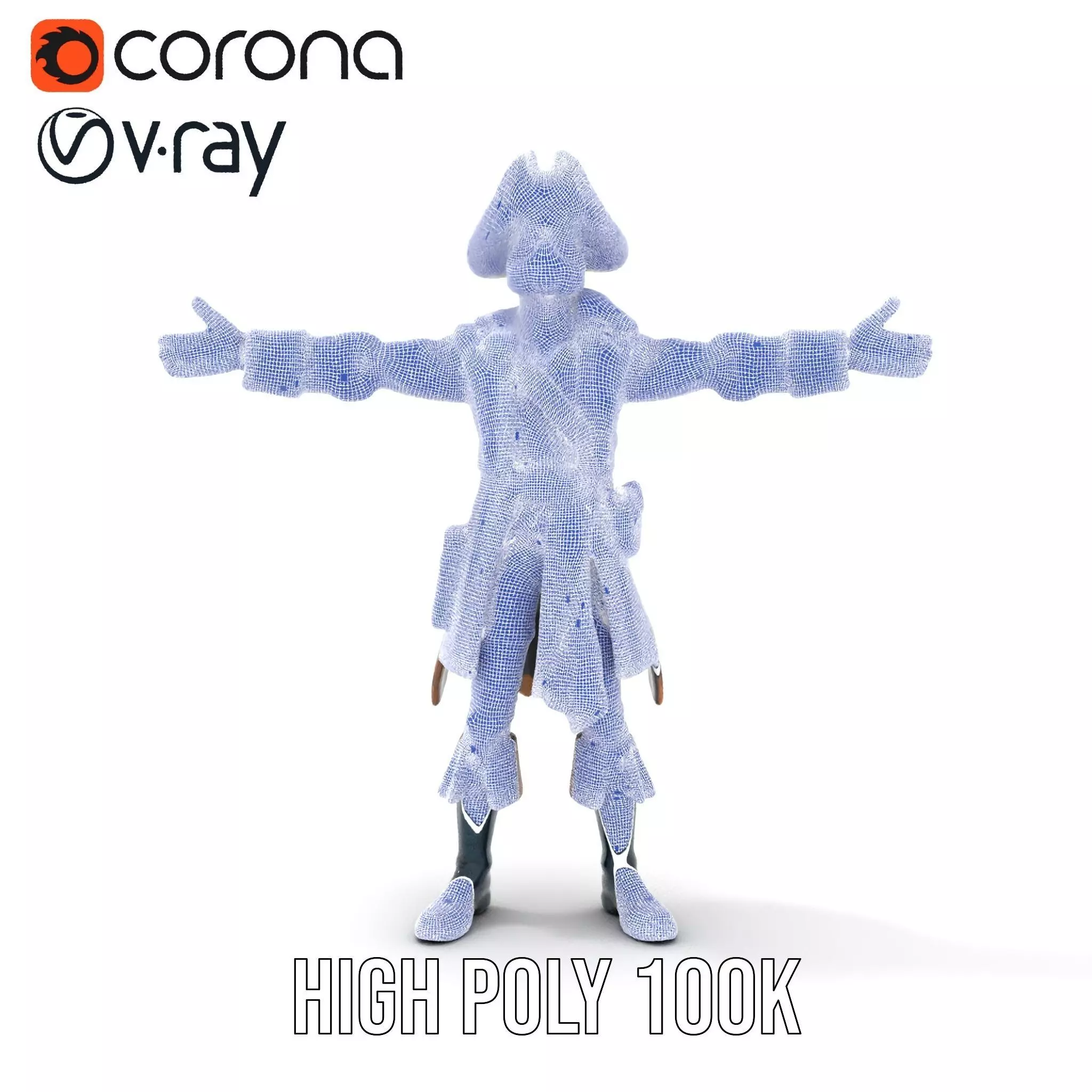 Detailed Pirate Captain model pack Low-poly 3D model_34