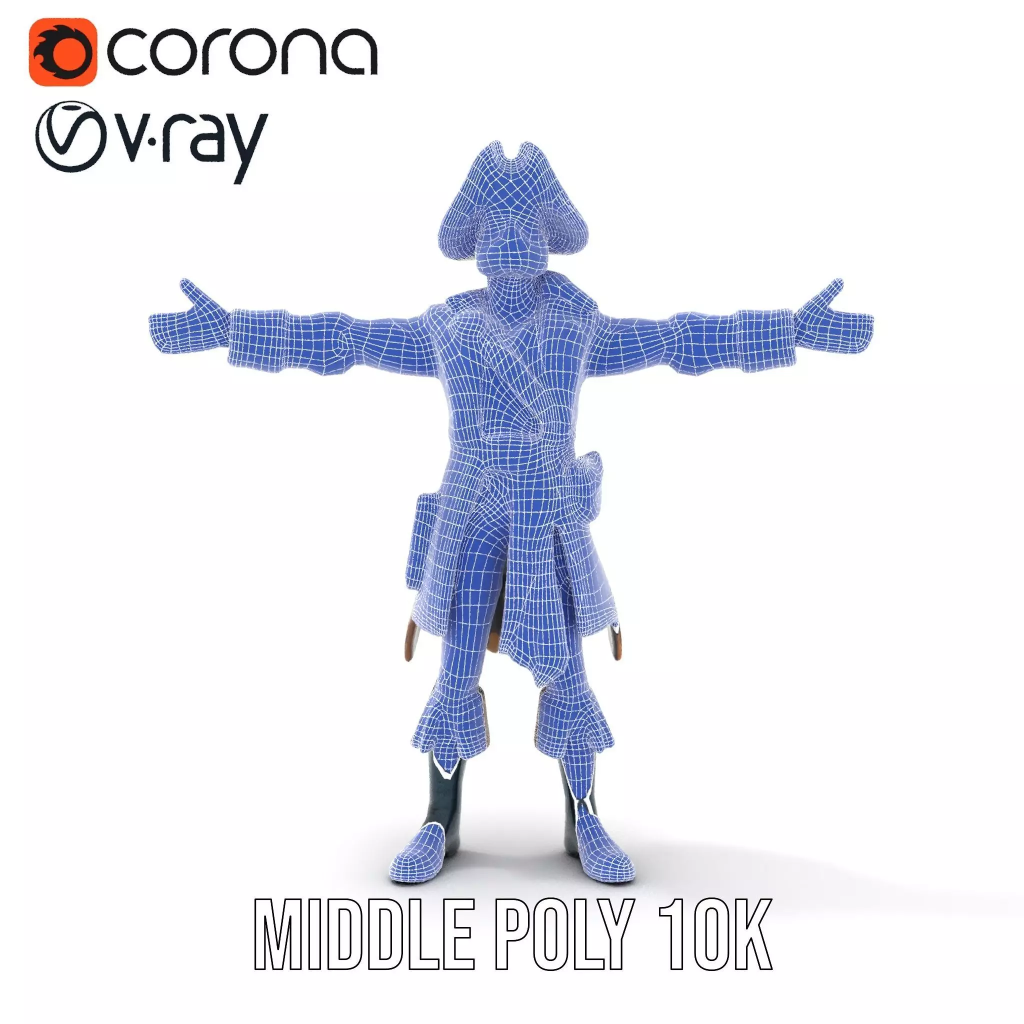 Detailed Pirate Captain model pack Low-poly 3D model_19