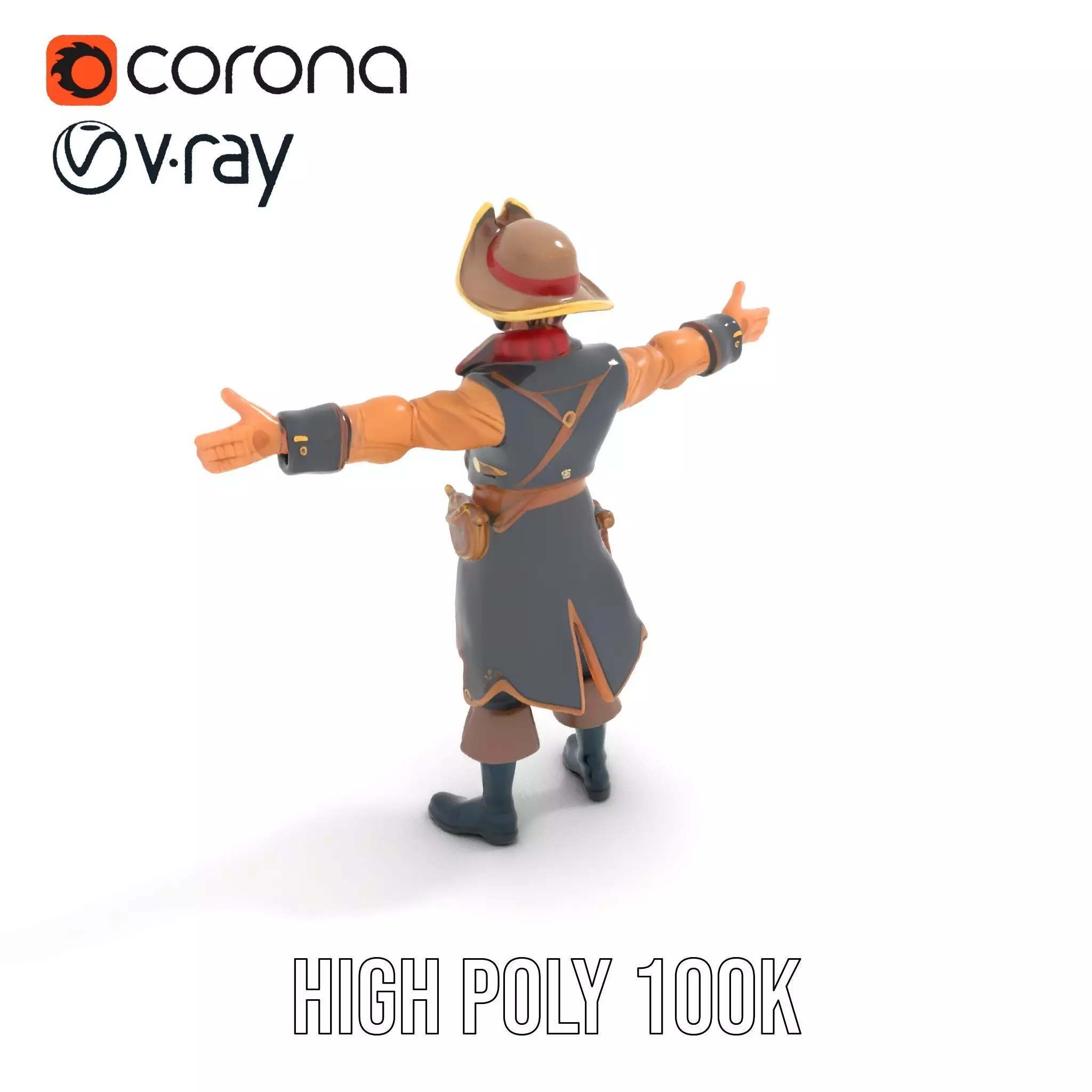 Detailed Pirate Captain model pack Low-poly 3D model_12
