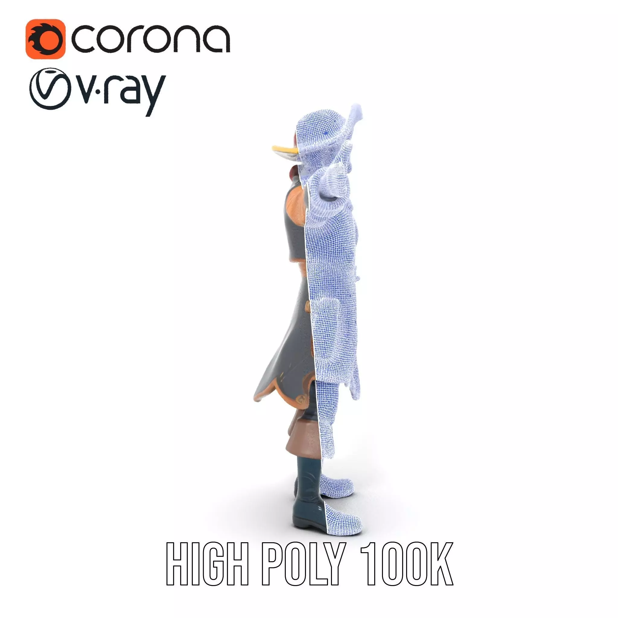 Detailed Pirate Captain model pack Low-poly 3D model_35