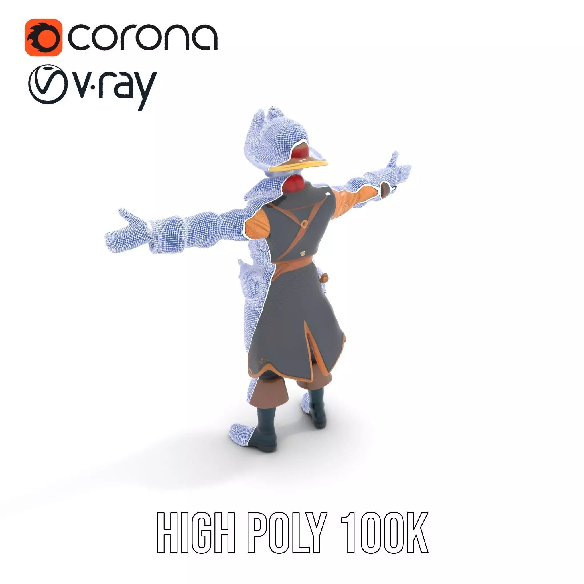 Detailed Pirate Captain model pack Low-poly 3D model_24