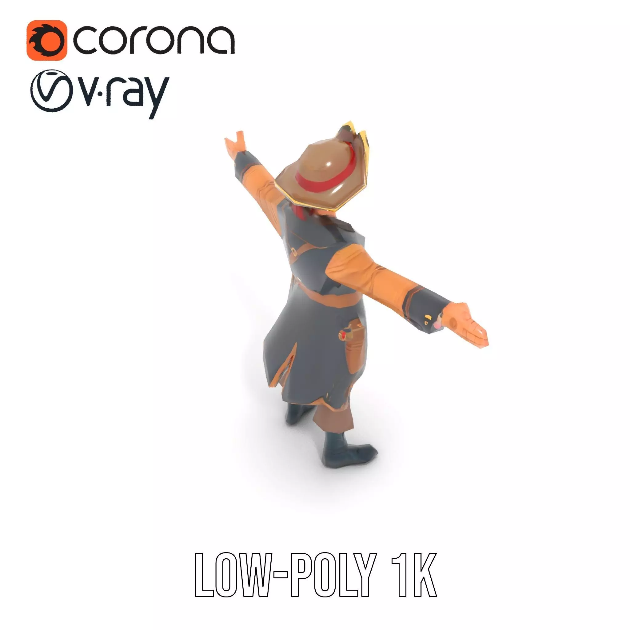 Detailed Pirate Captain model pack Low-poly 3D model_29