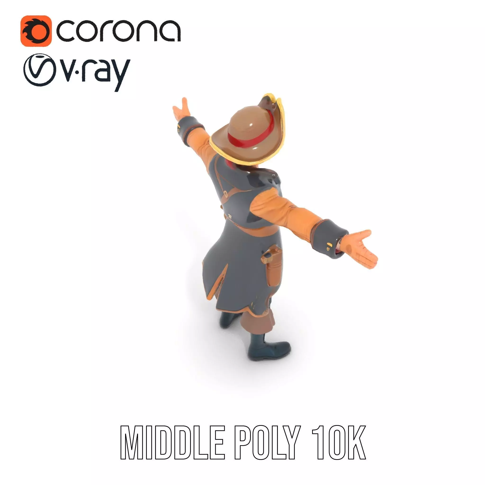 Detailed Pirate Captain model pack Low-poly 3D model_16