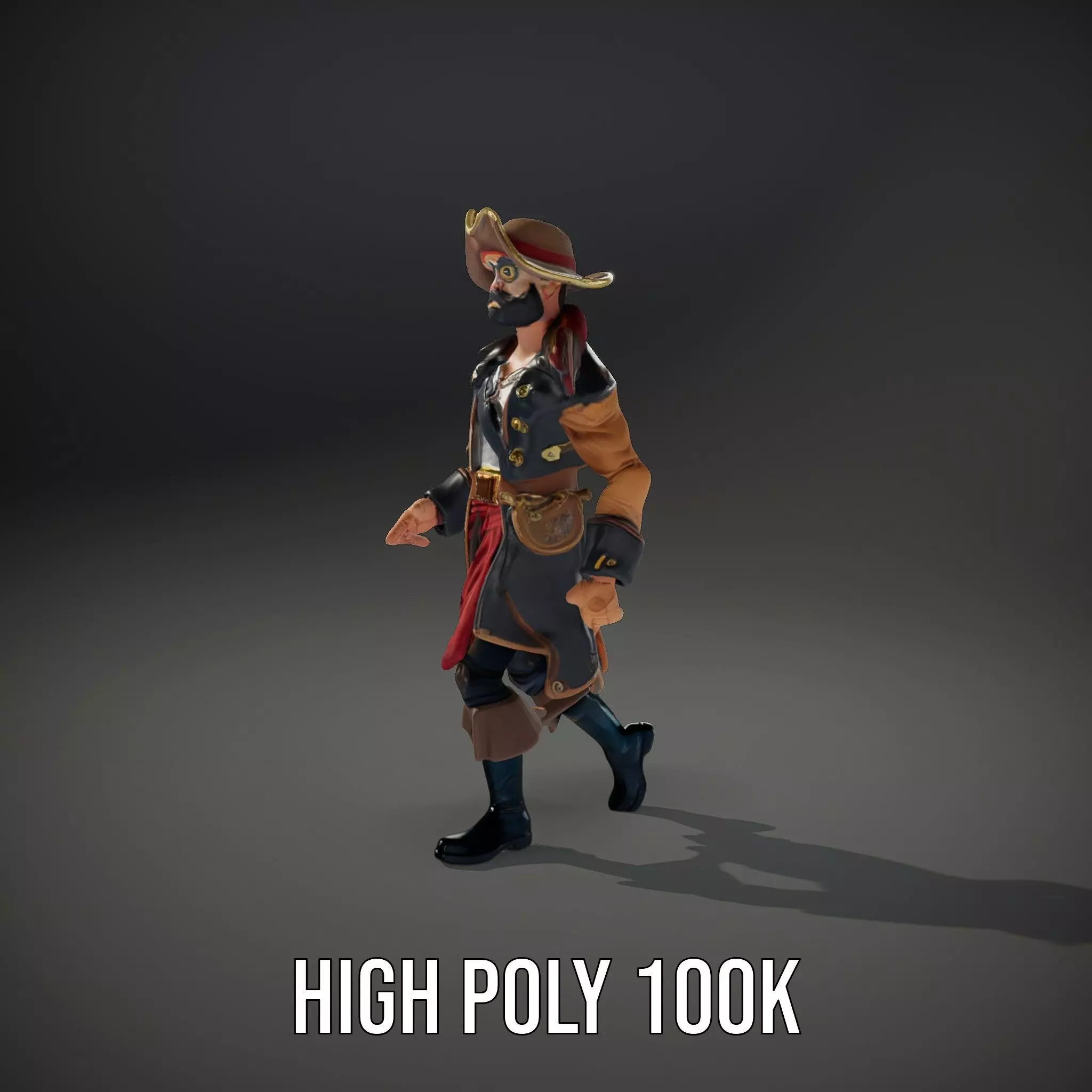 Detailed Pirate Captain model pack Low-poly 3D model_27