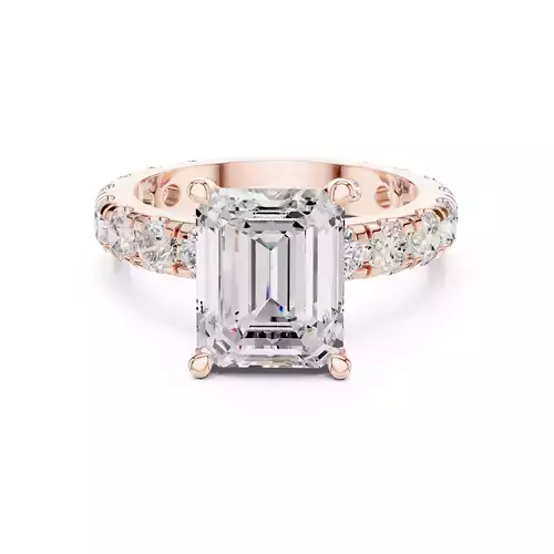 3Ct Emerald Diamond Engagement Wedding Ring 3DM STL Video