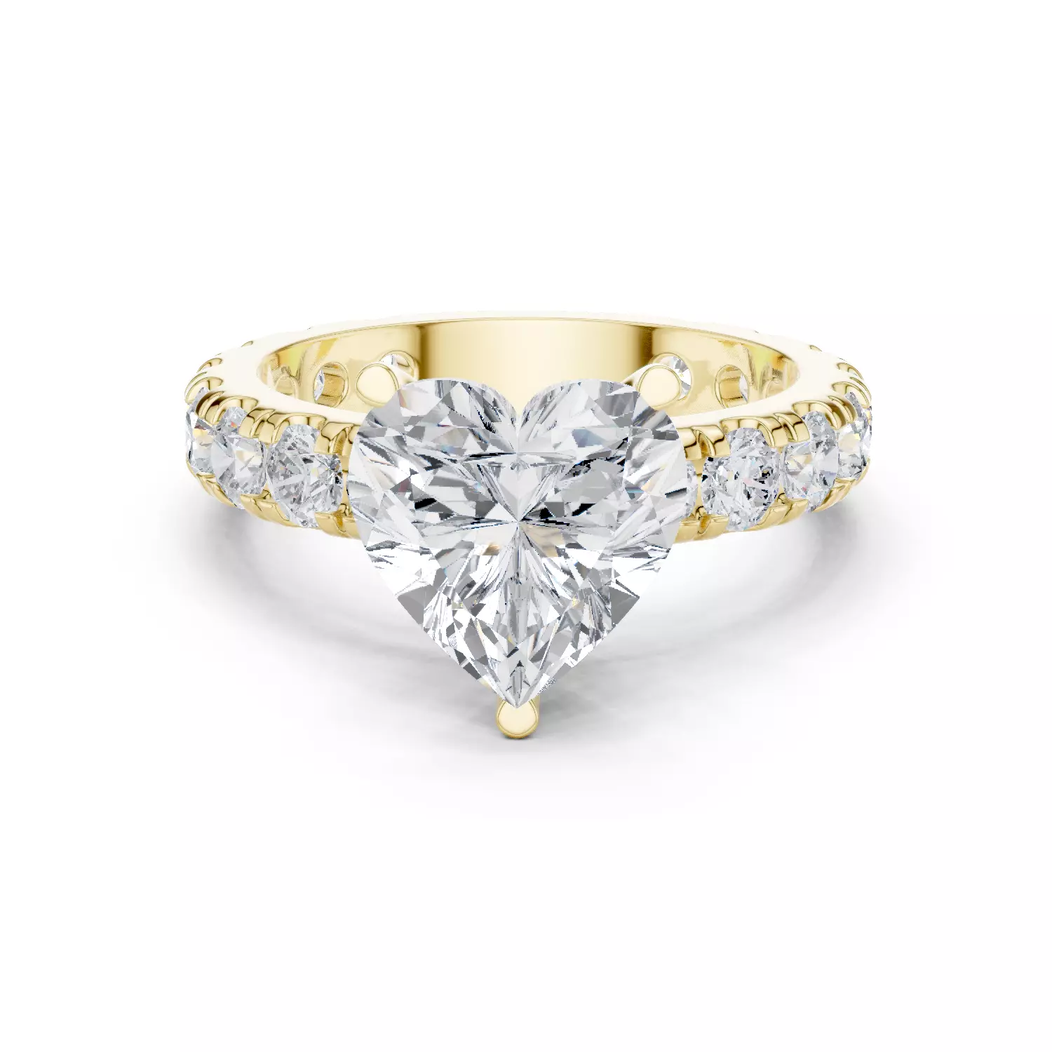 3CT Heart Cut Diamond Engagement Wedding Ring 3DM STL Video 3D print model_13