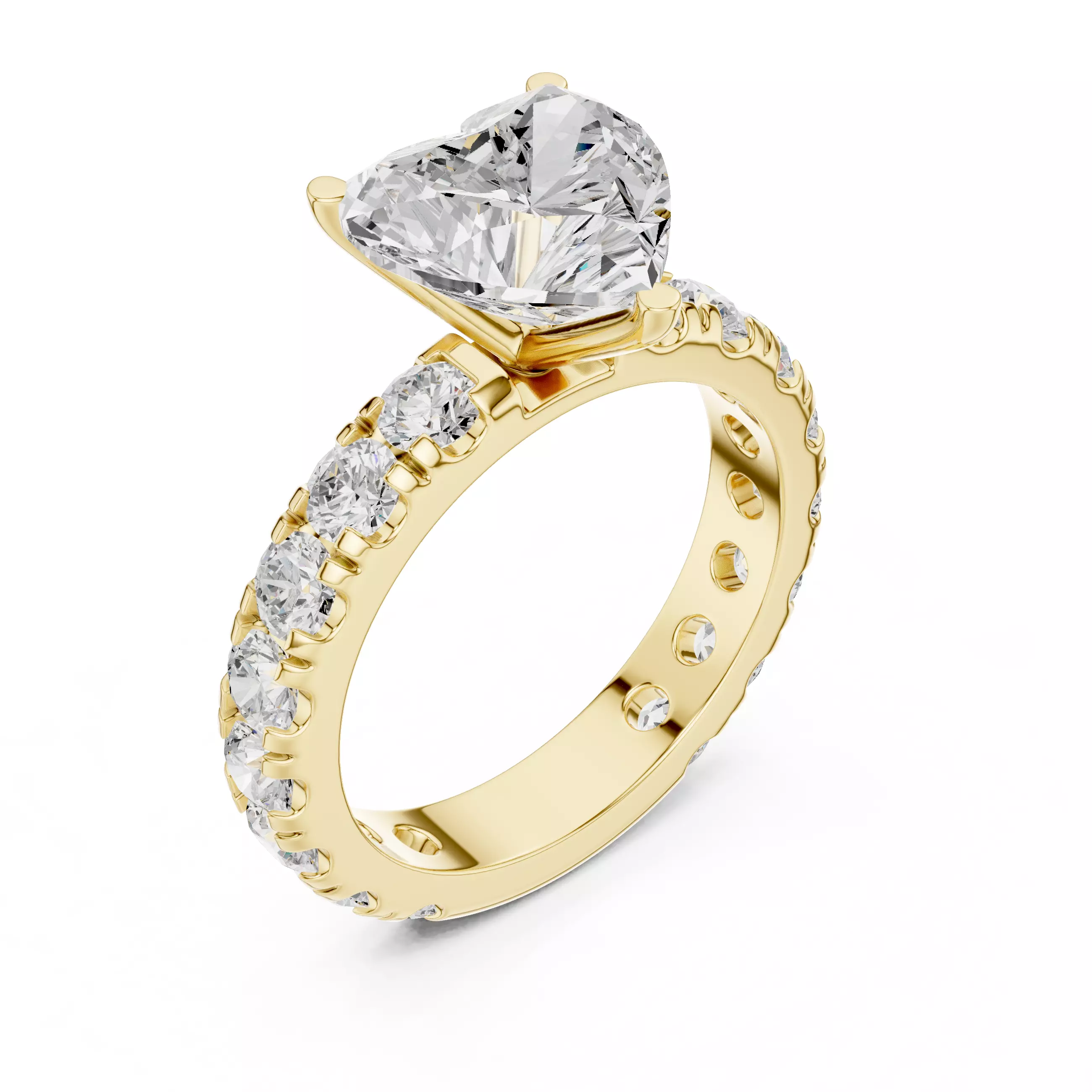 3CT Heart Cut Diamond Engagement Wedding Ring 3DM STL Video 3D print model_7