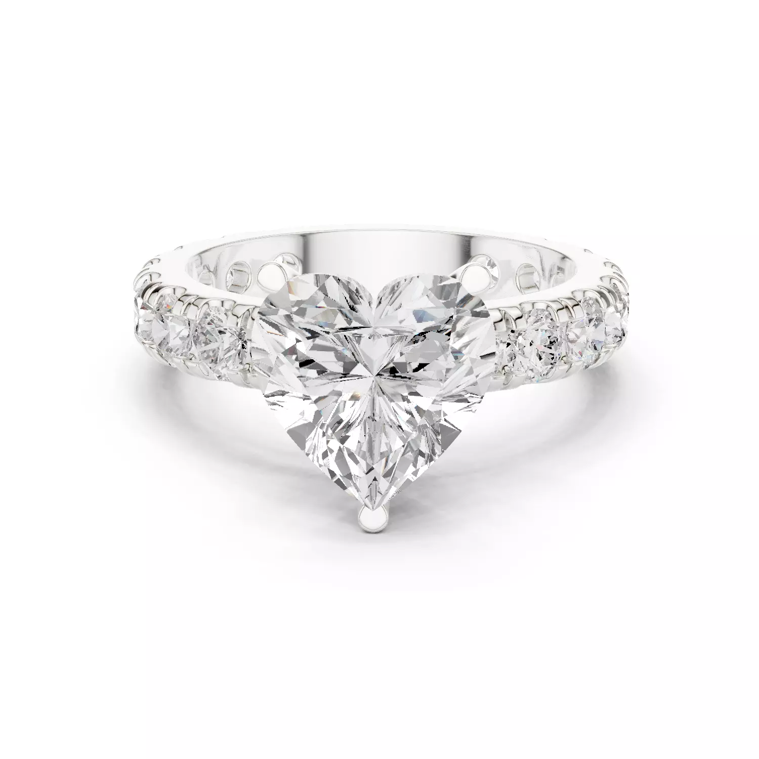 3CT Heart Cut Diamond Engagement Wedding Ring 3DM STL Video 3D print model_14