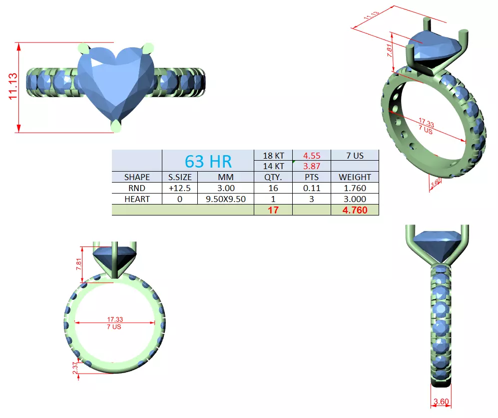 3CT Heart Cut Diamond Engagement Wedding Ring 3DM STL Video 3D print model_15