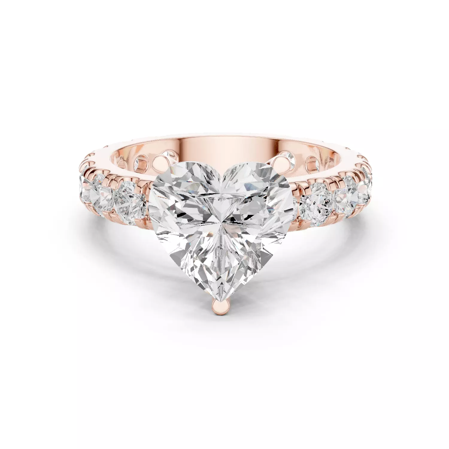 3CT Heart Cut Diamond Engagement Wedding Ring 3DM STL Video 3D print model_12