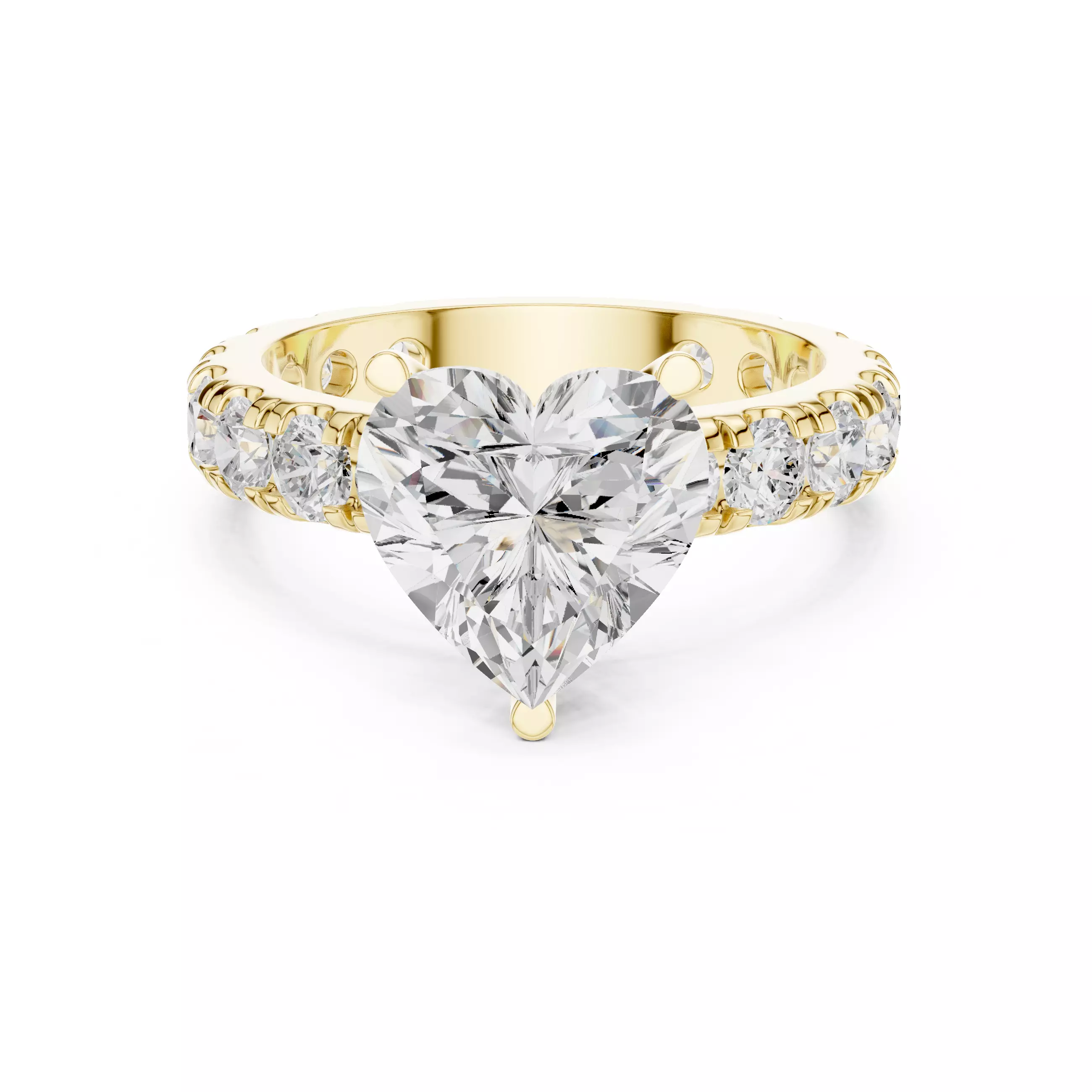 3CT Heart Cut Diamond Engagement Wedding Ring 3DM STL Video 3D print model_1