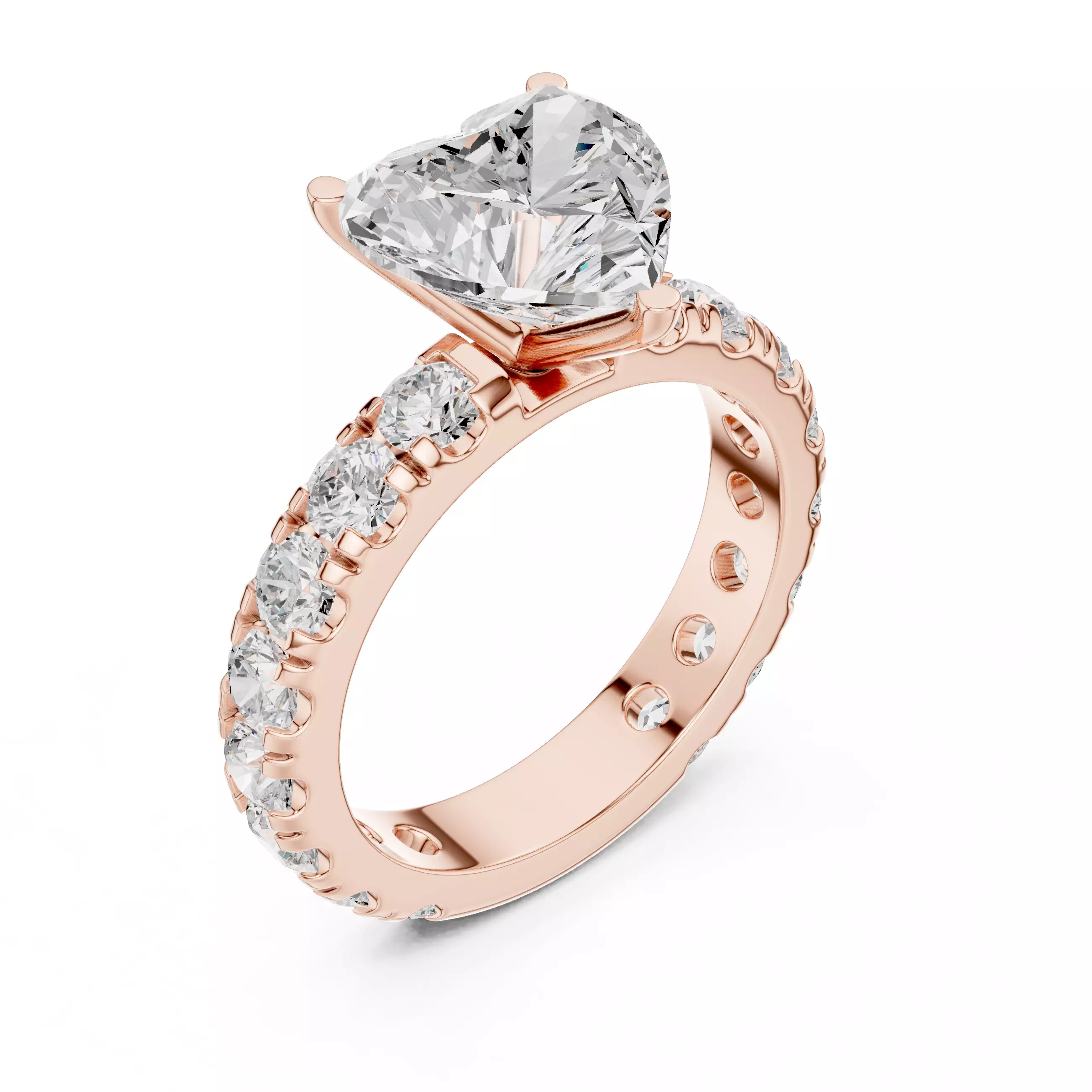 3CT Heart Cut Diamond Engagement Wedding Ring 3DM STL Video 3D print model_4